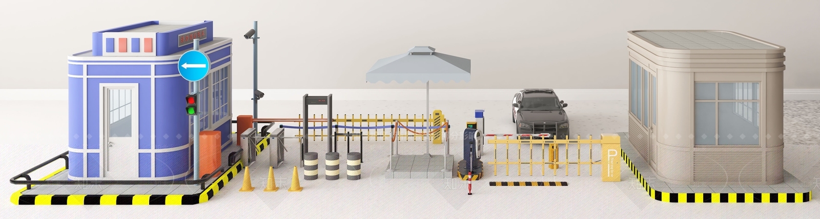 现代收费站SU模型下载【ID:1199941879】