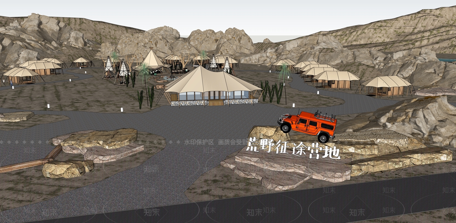 现代营地SU模型下载【ID:1199936888】