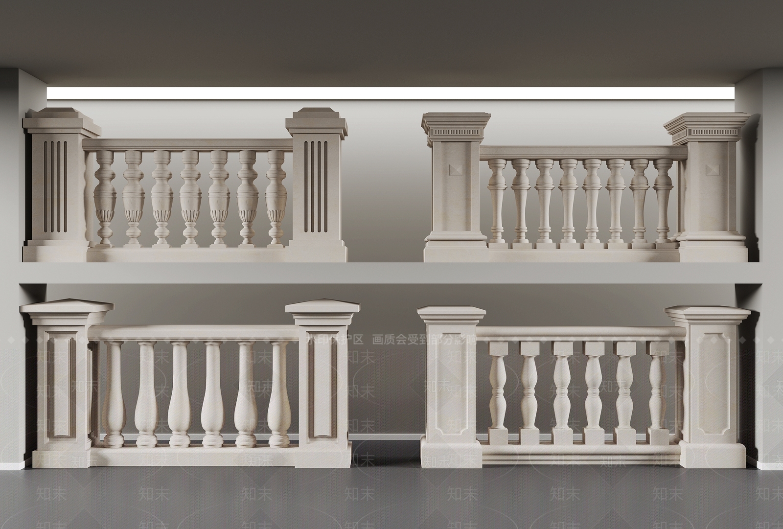 欧式栏杆3D模型下载【ID:1199939667】