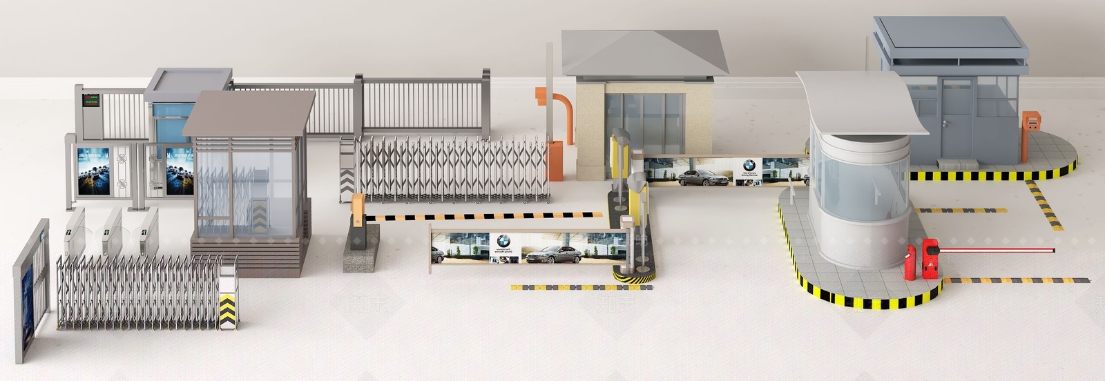 现代收费站SU模型下载【ID:1199943647】