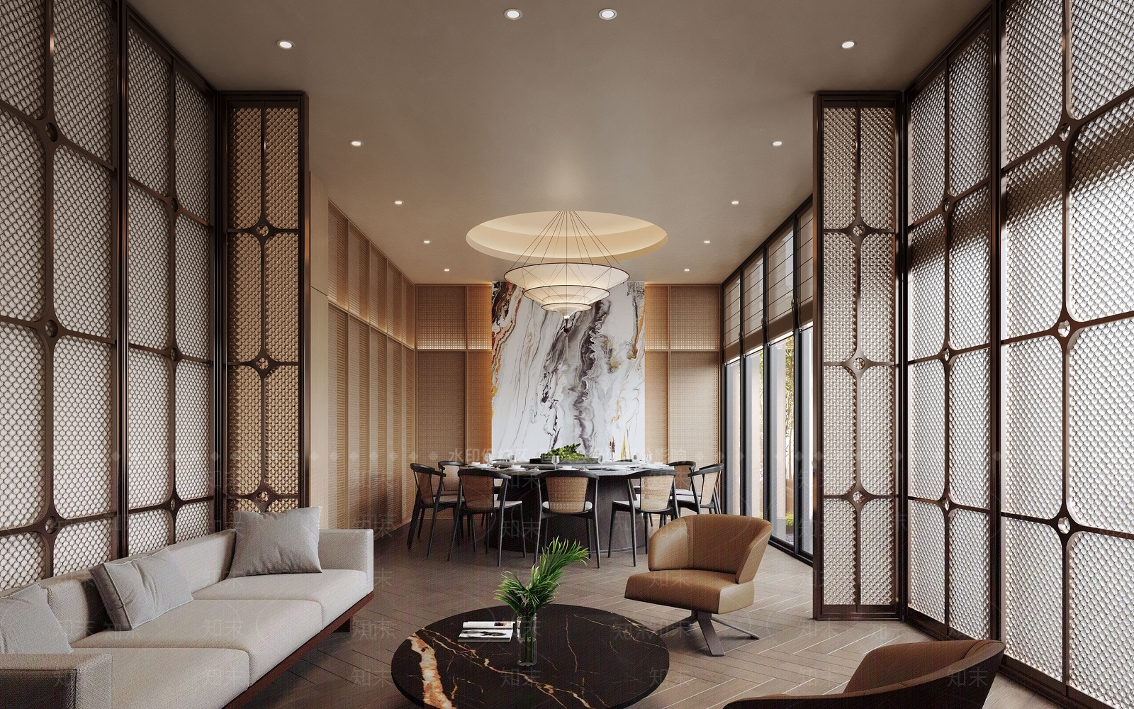 新中式包厢SU模型下载【ID:1199950978】