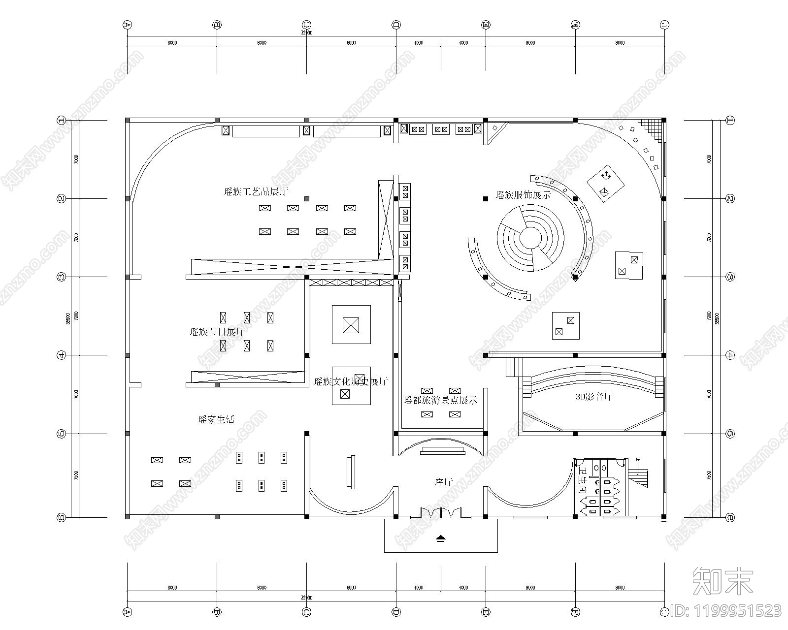 现代简约博物馆建筑施工图下载【ID:1199951523】