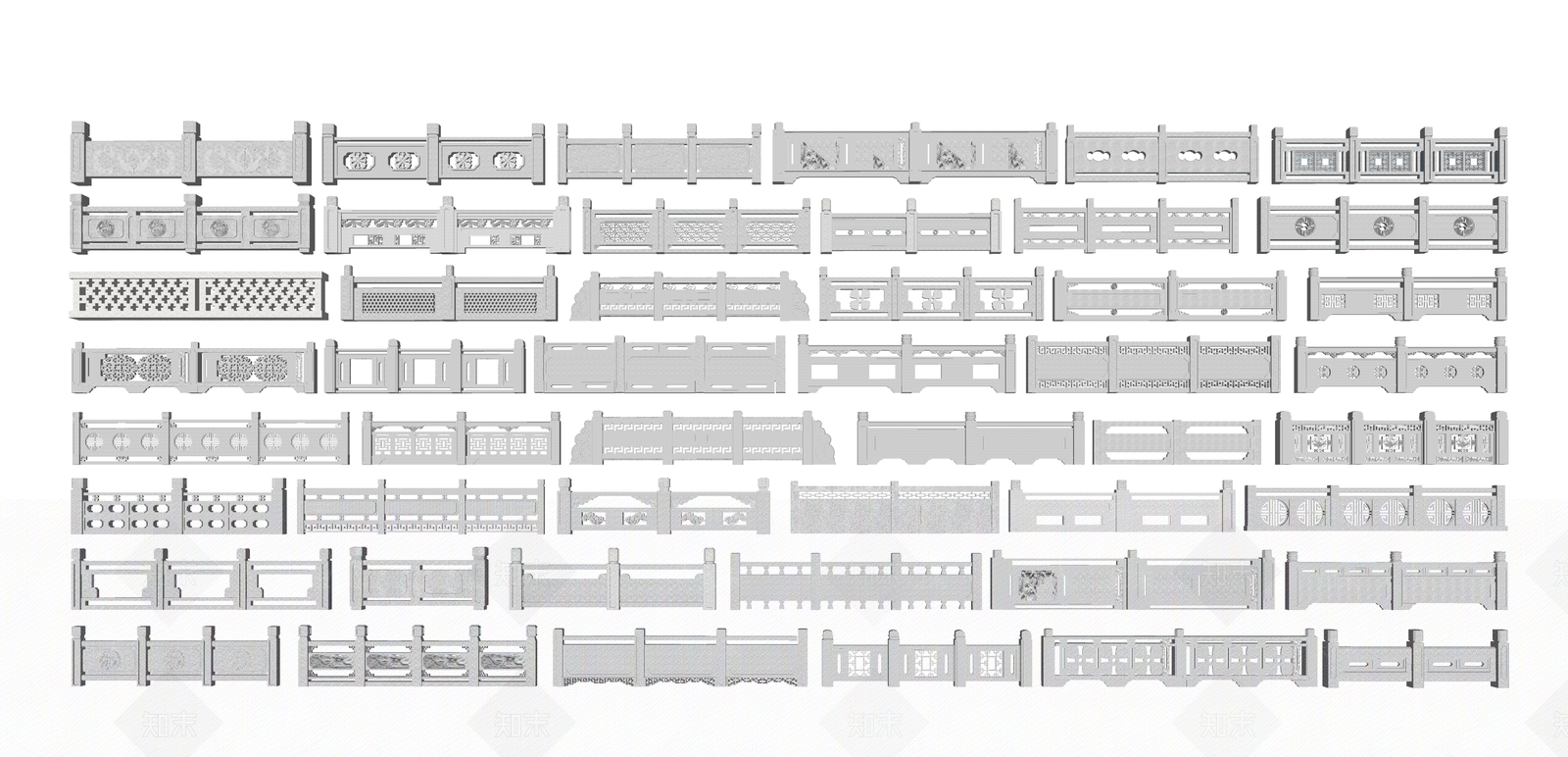 中式新中式栏杆扶手SU模型下载【ID:1199951123】