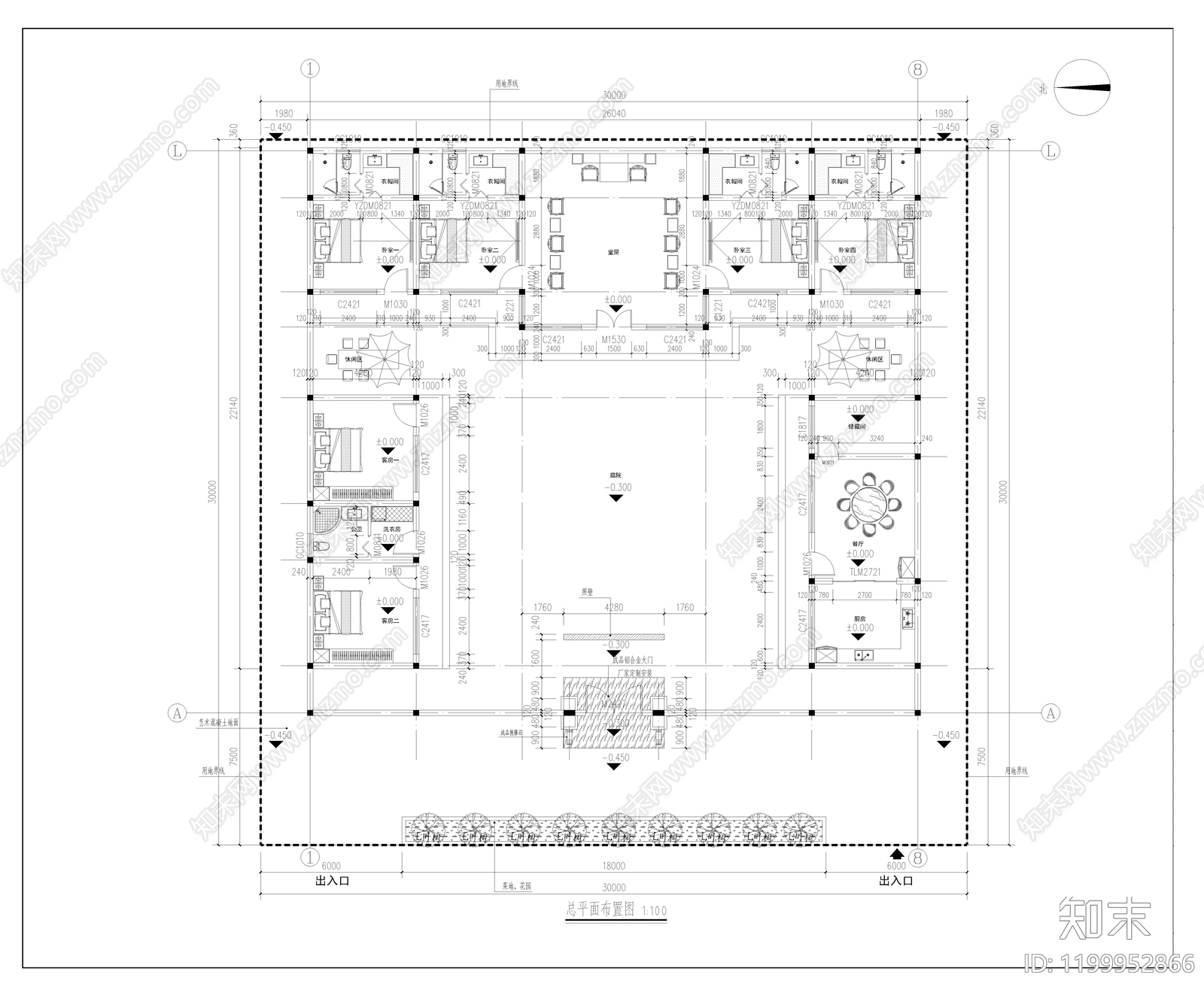 新中式四合院施工图下载【ID:1199952866】