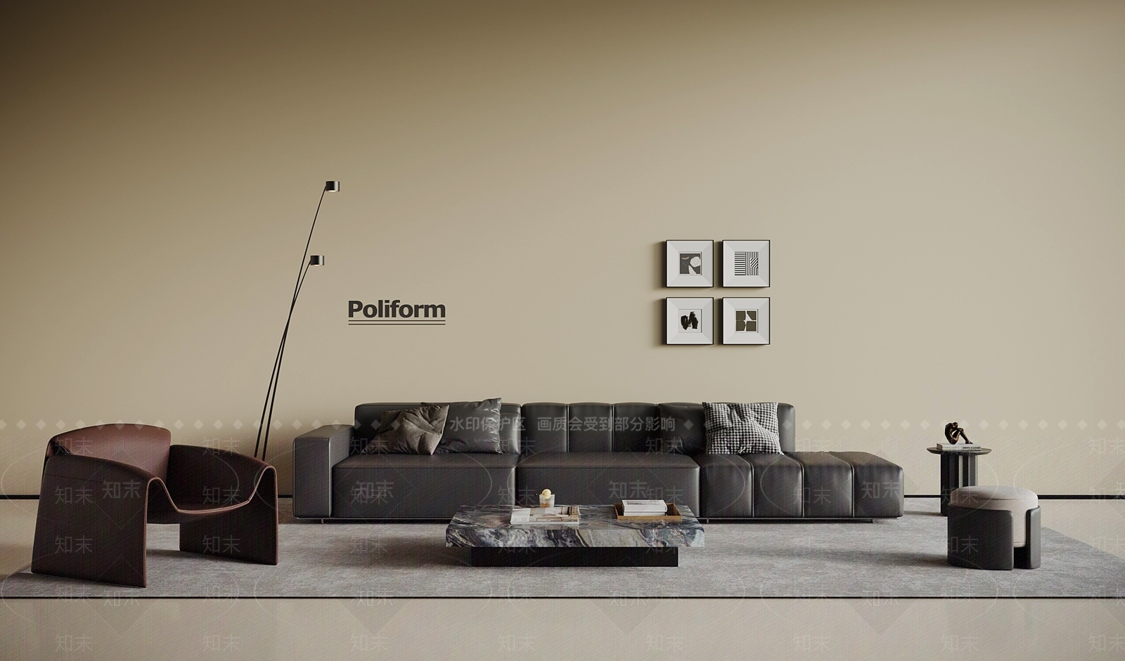 现代沙发组合SU模型下载【ID:1199954108】