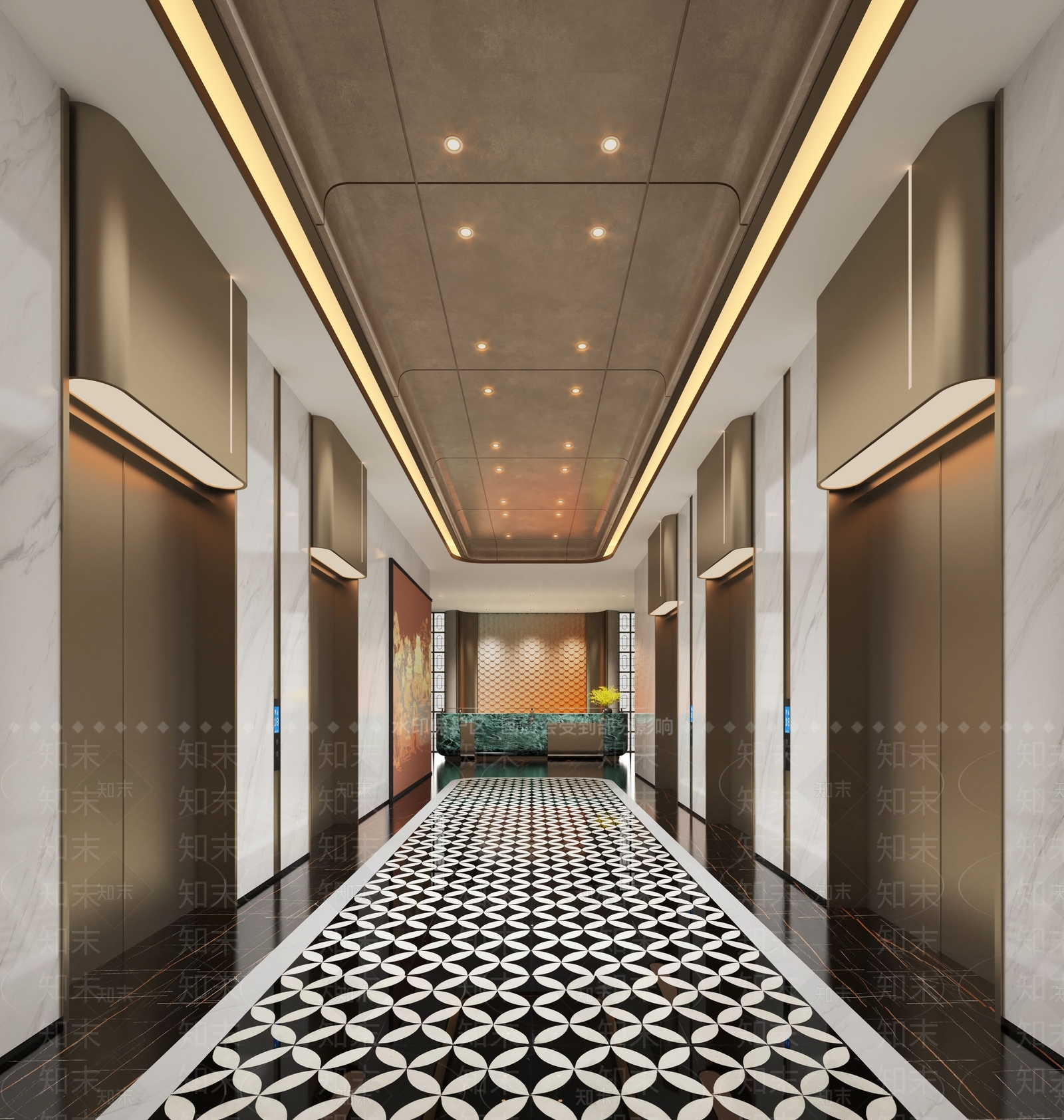 现代电梯间3D模型下载【ID:1199955346】