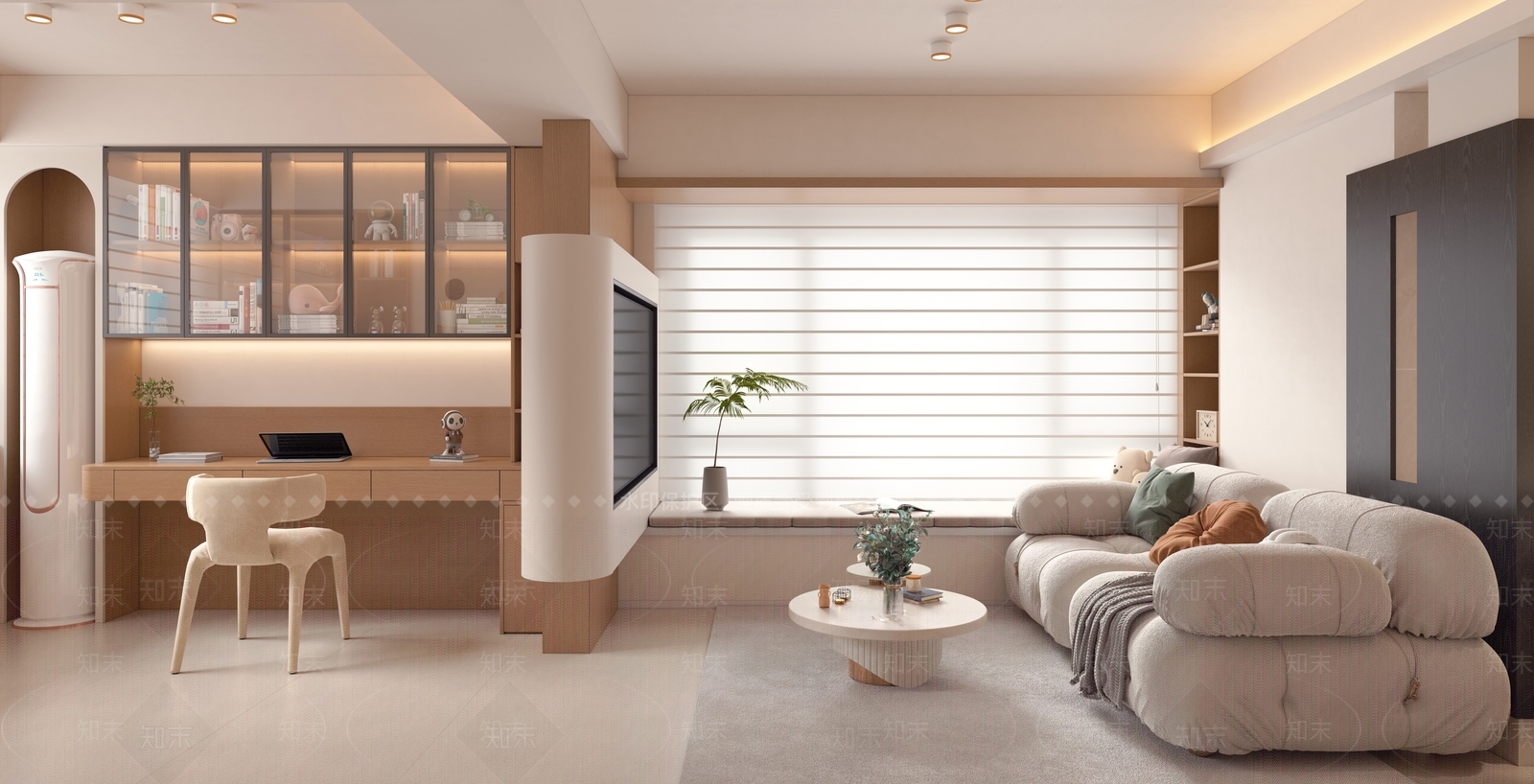 现代奶油家居客厅3D模型下载【ID:1199958221】