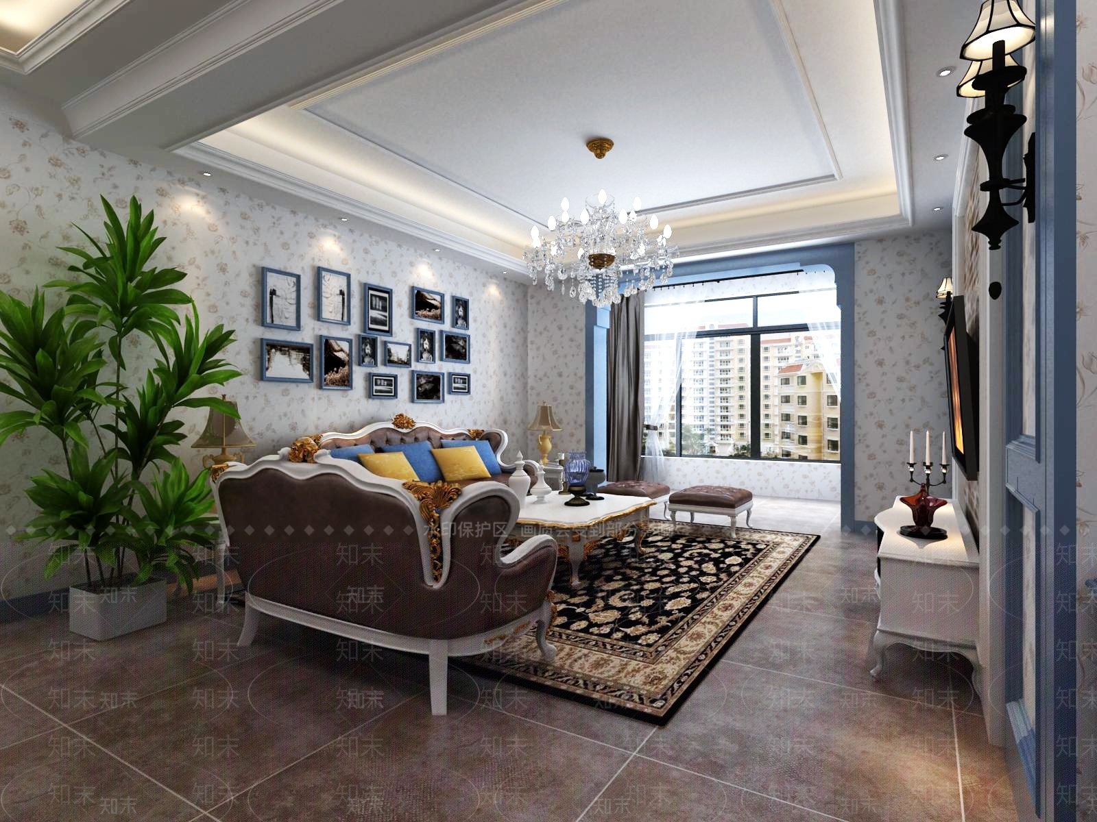 复古简欧客餐厅3D模型下载【ID:1199960223】