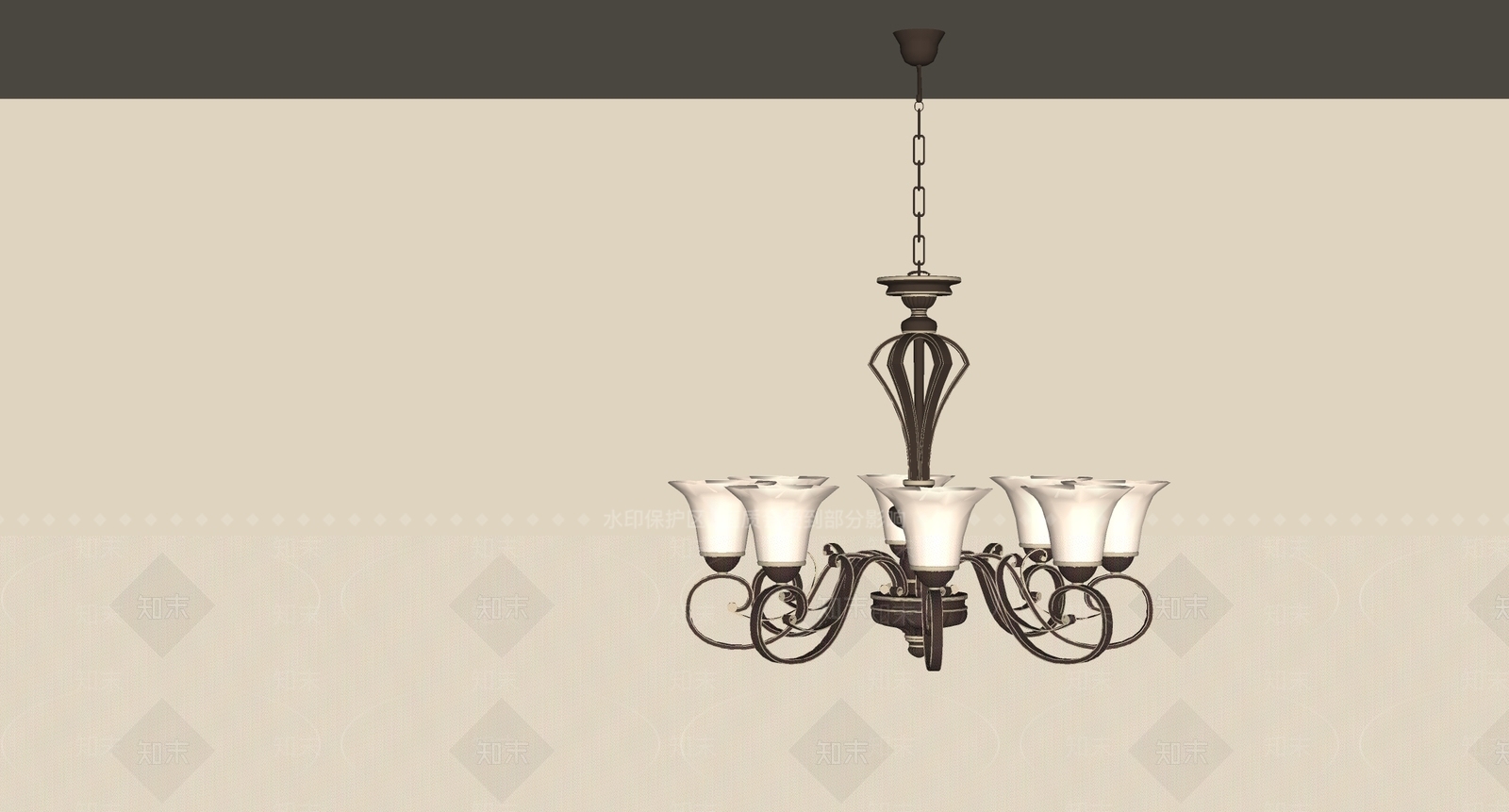 复古美式吊灯SU模型下载【ID:1199959308】