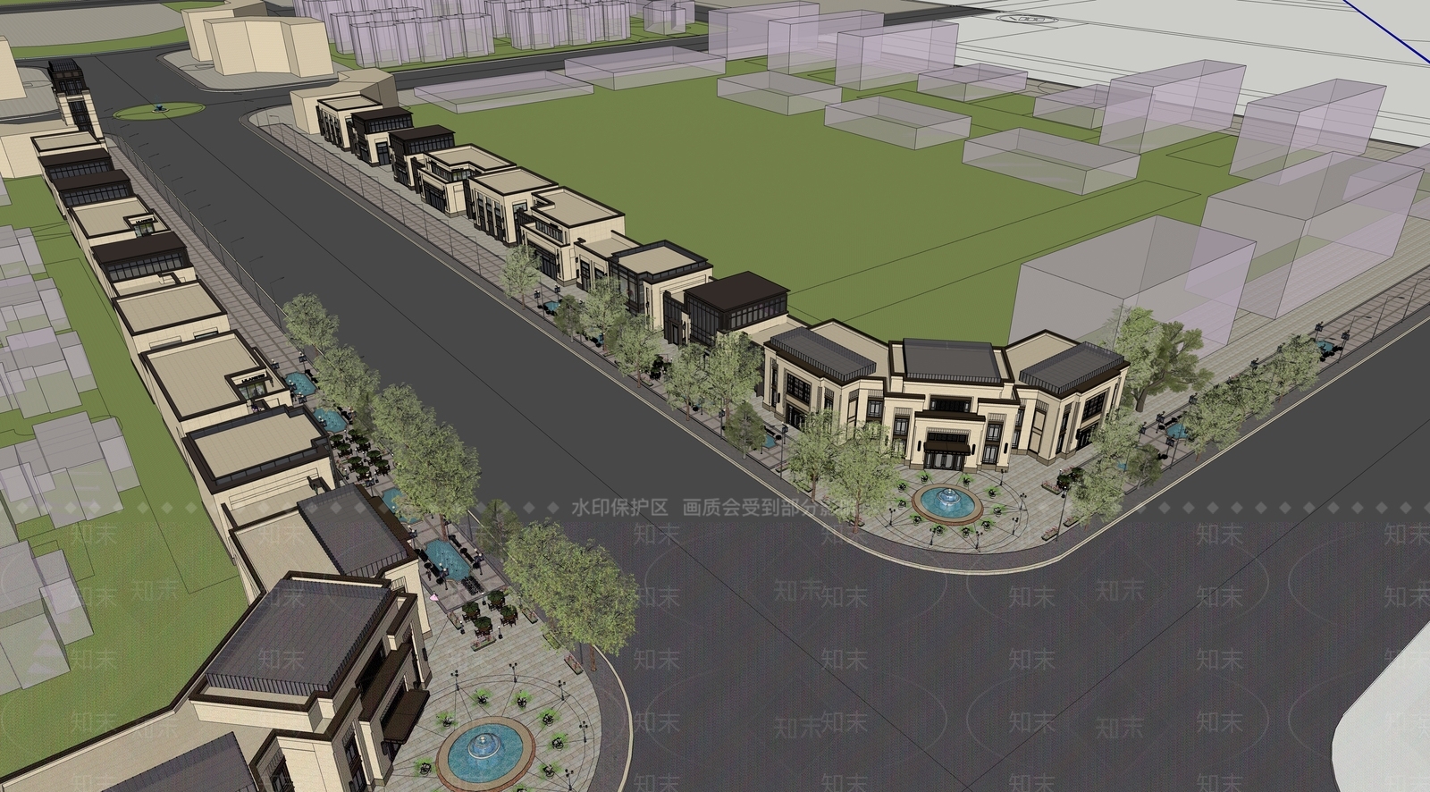 欧式商场建筑SU模型下载【ID:1199961207】