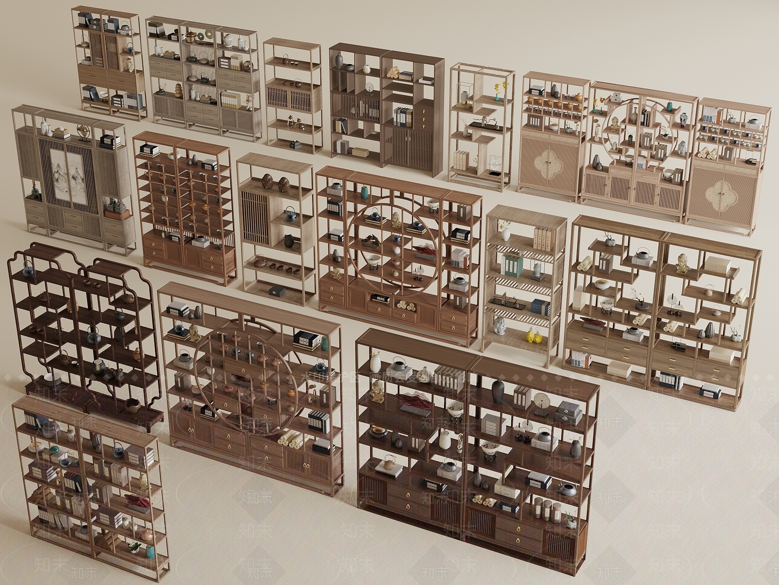 新中式博古架3D模型下载【ID:1199960466】