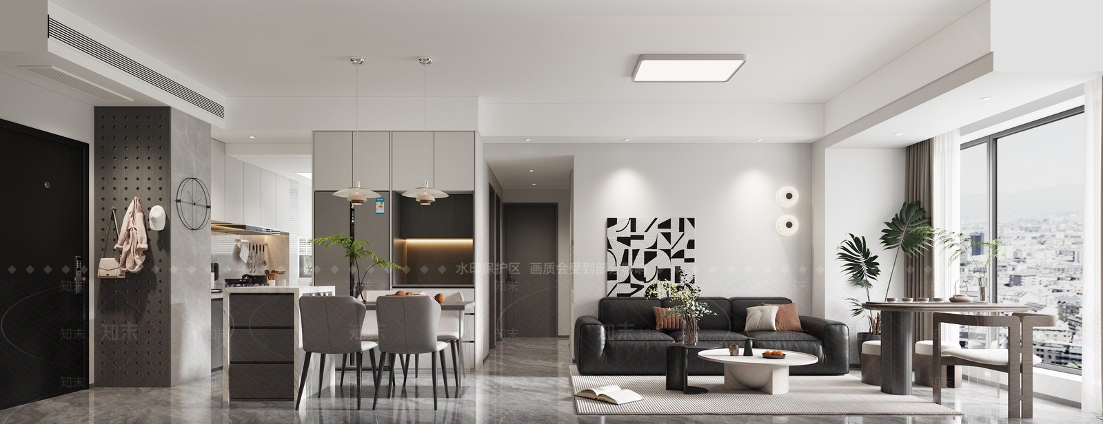现代极简家居客厅3D模型下载【ID:1199963517】