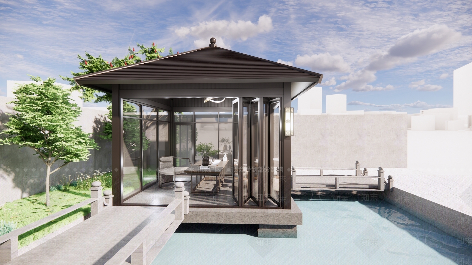 现代新中式亭子SU模型下载【ID:1199964132】