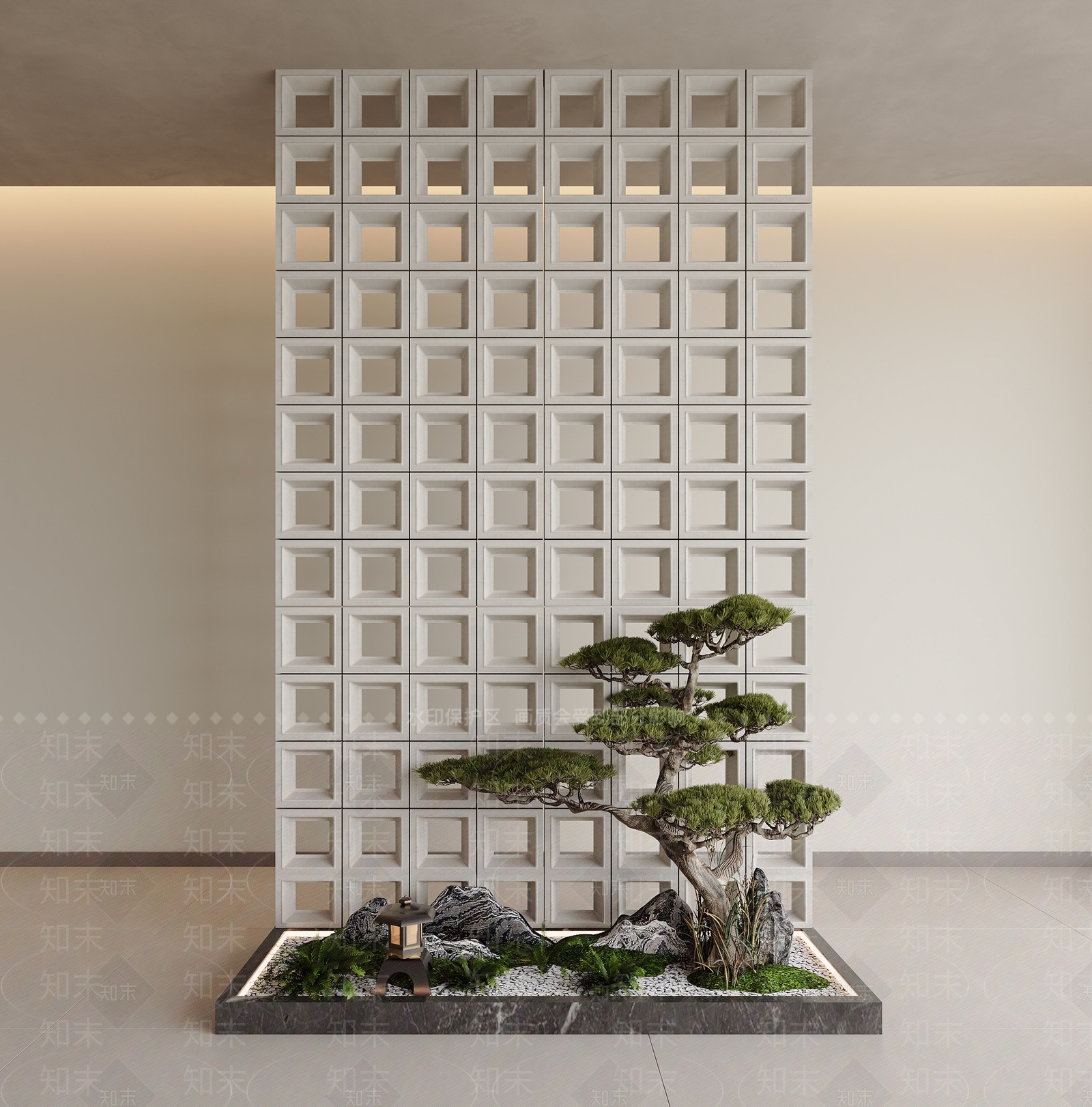 新中式室内景观3D模型下载【ID:1199966819】