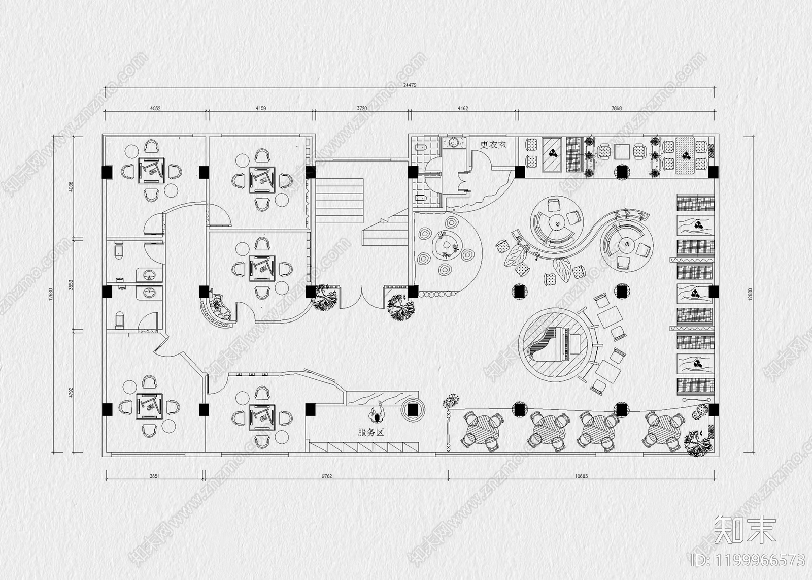 现代棋牌室cad施工图下载【ID:1199966573】