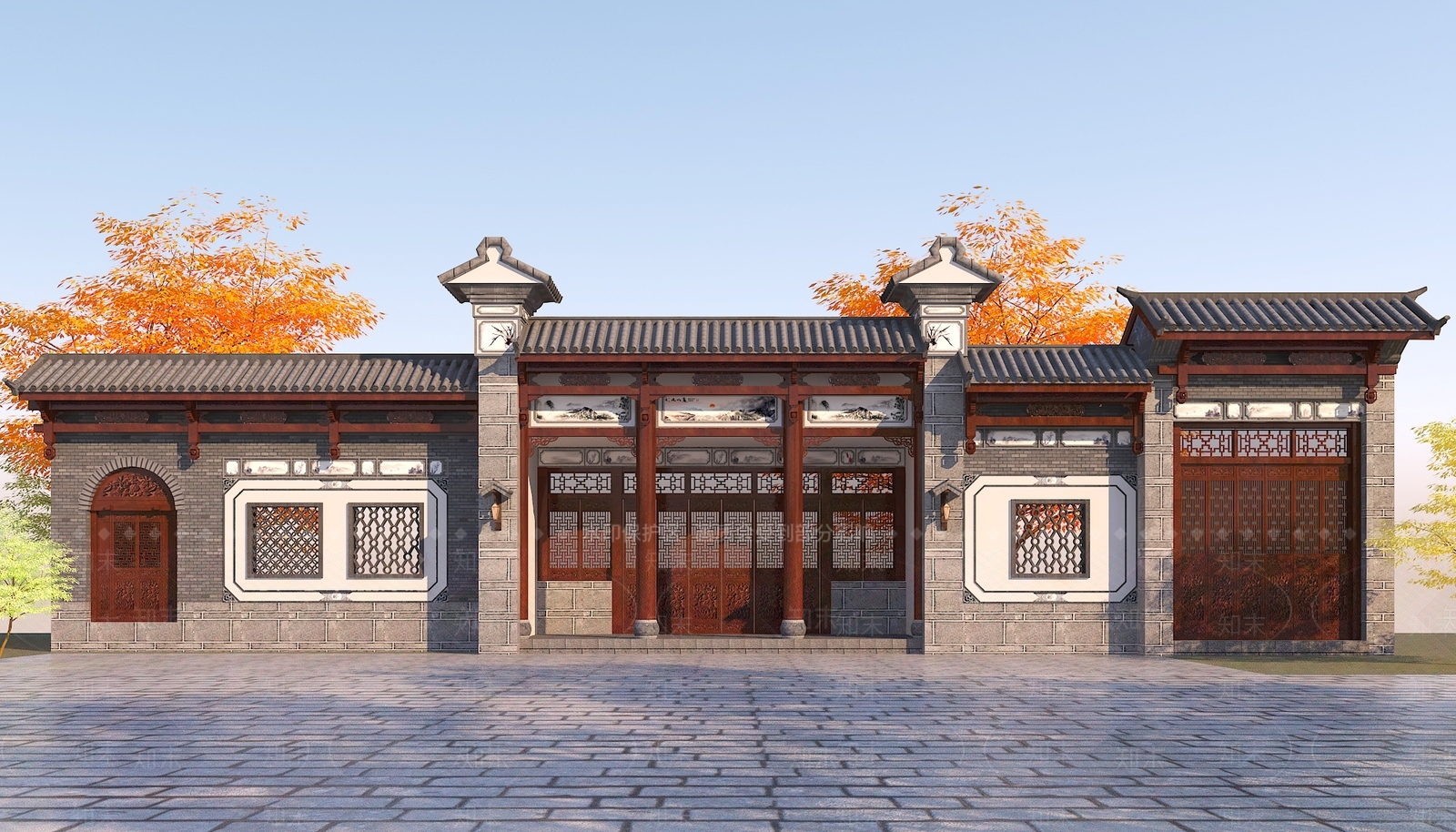 中式古建筑SU模型下载【ID:1199967548】