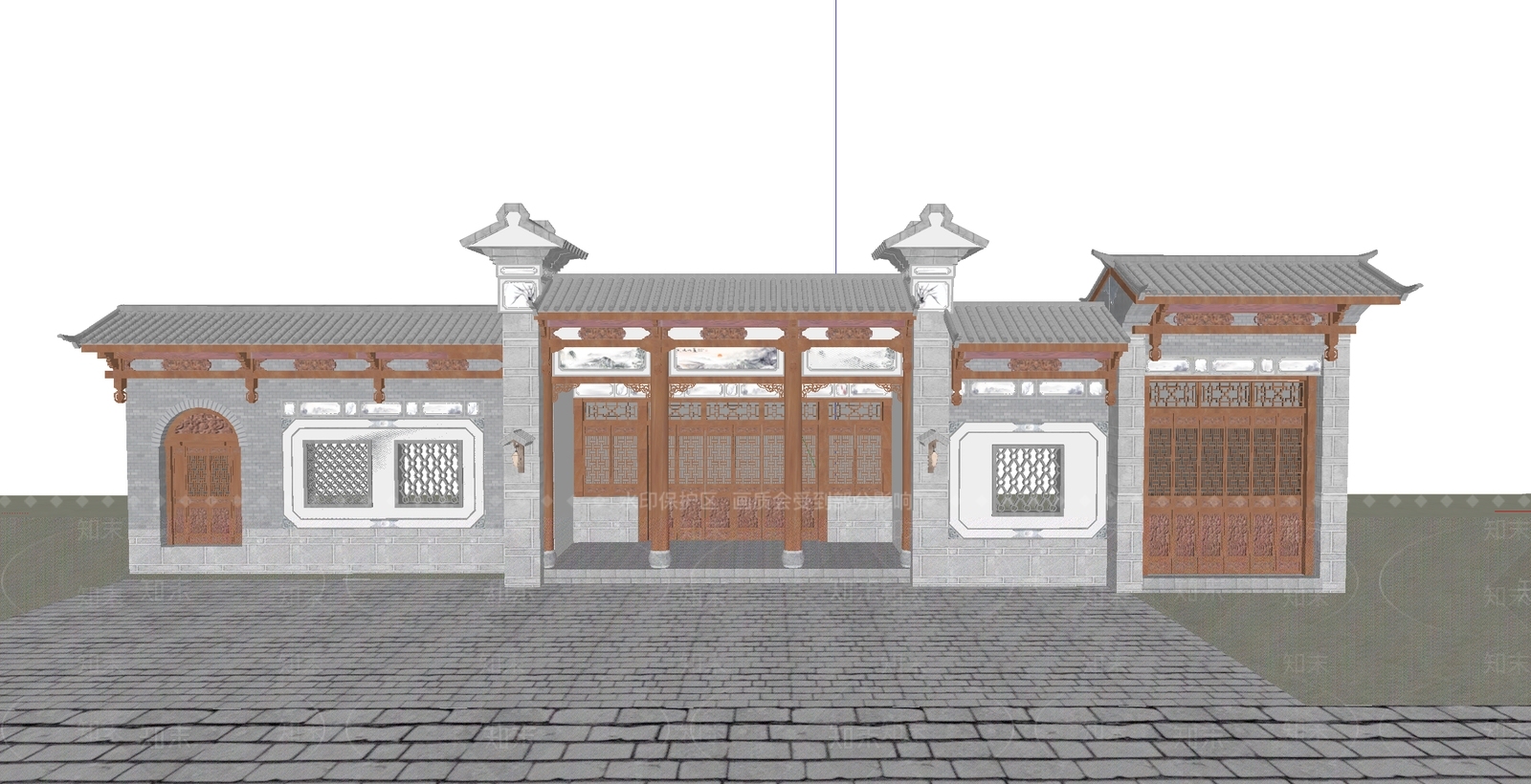 中式古建筑SU模型下载【ID:1199967548】