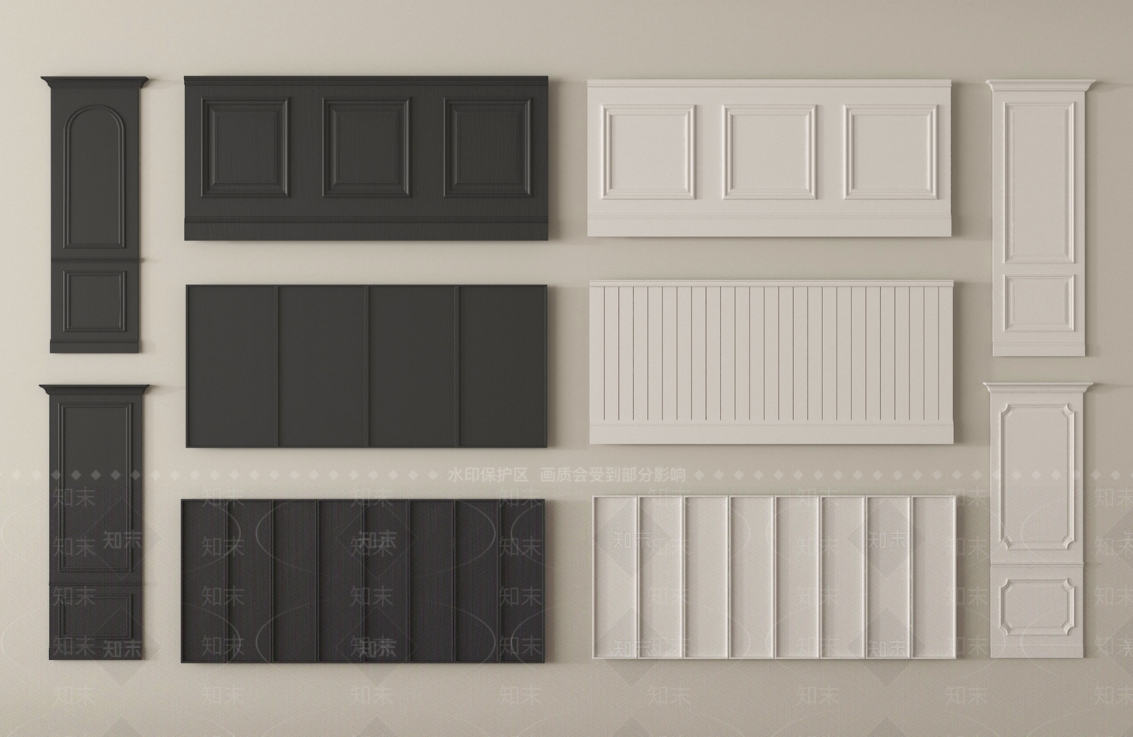 法式护墙板SU模型下载【ID:1199968888】