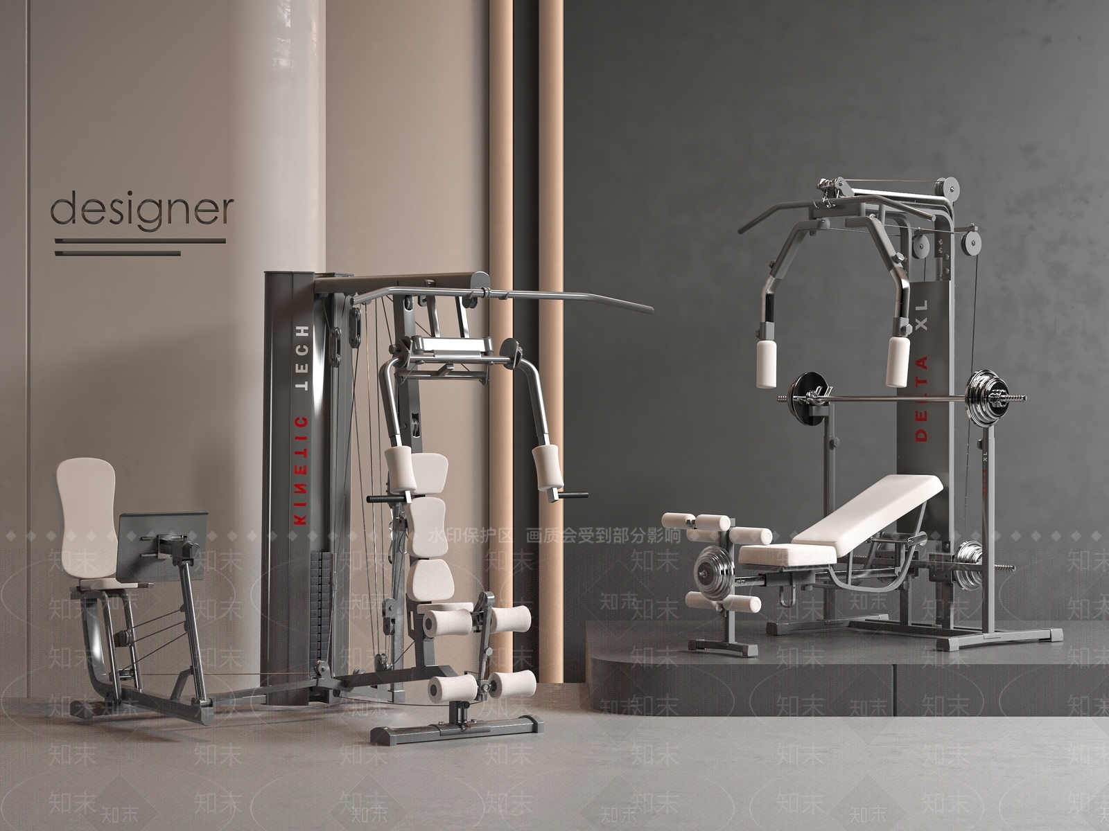 现代健身器材3D模型下载【ID:1199972357】