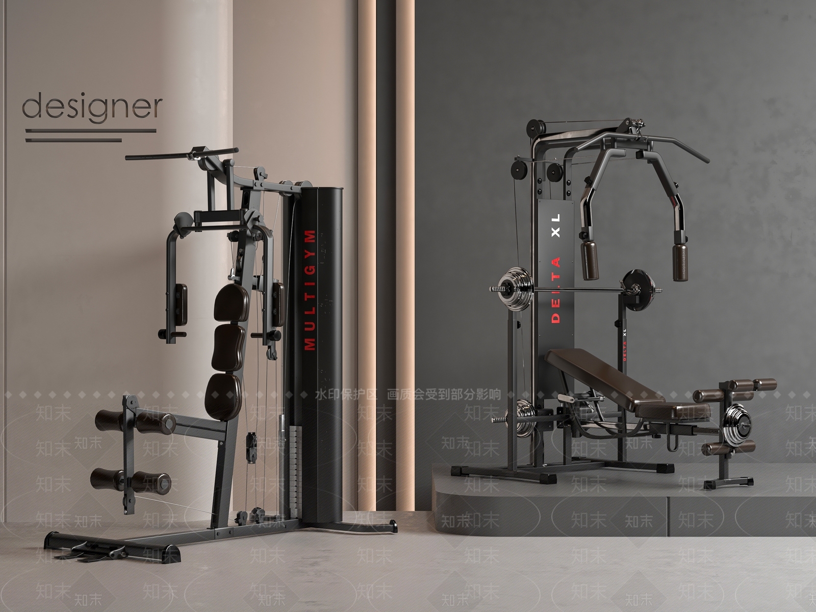 现代健身器材3D模型下载【ID:1199972562】