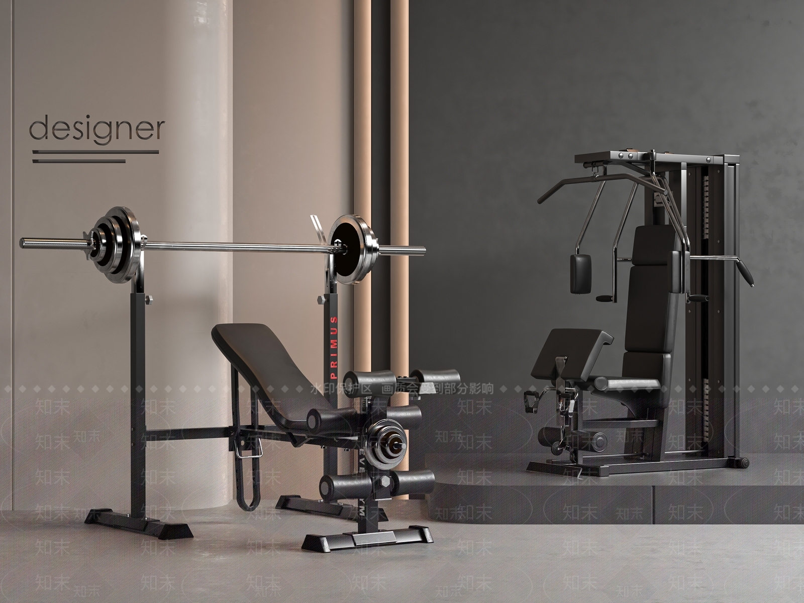 现代健身器材3D模型下载【ID:1199972813】