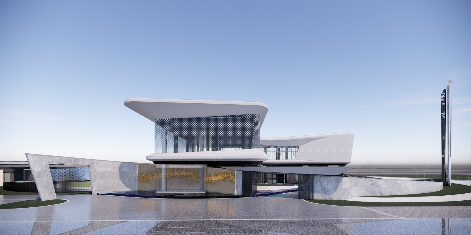 现代售楼处建筑SU模型下载【ID:1199973442】