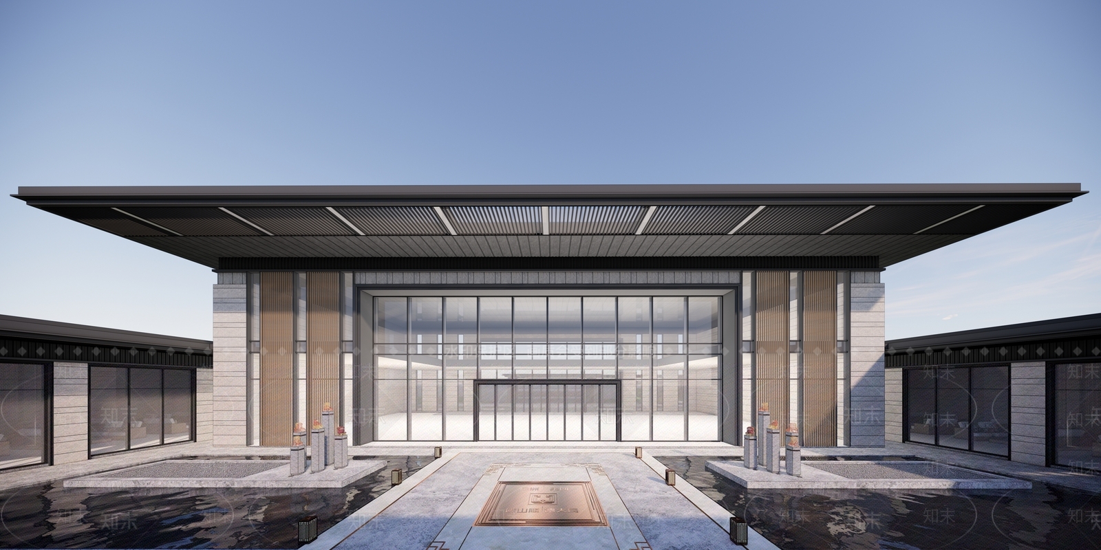 新中式售楼处建筑SU模型下载【ID:1199973429】