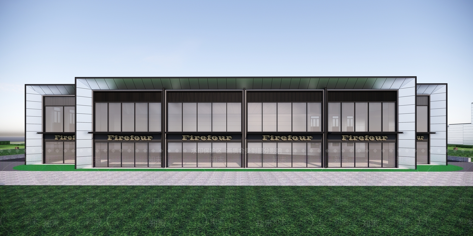 现代售楼处建筑SU模型下载【ID:1199973588】