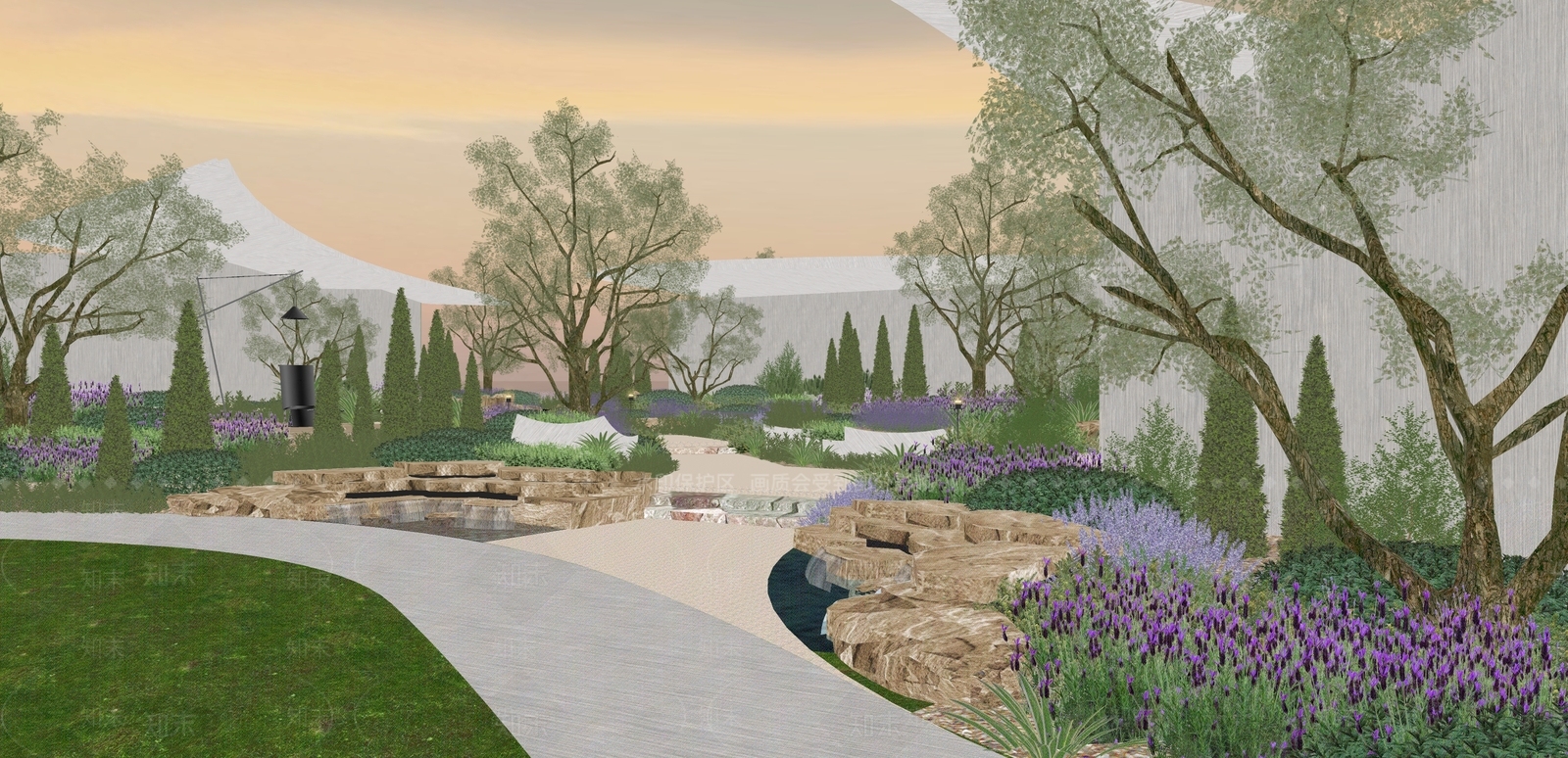 现代景观公园SU模型下载【ID:1199977261】