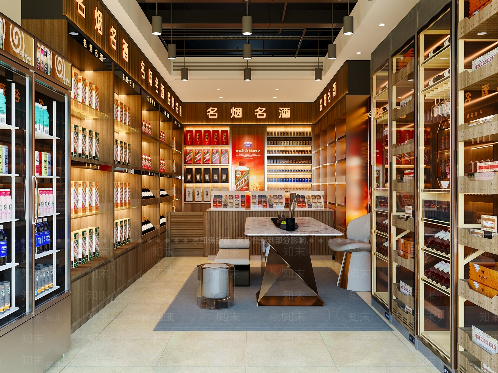 现代新中式烟酒店3D模型下载【ID:1199976373】