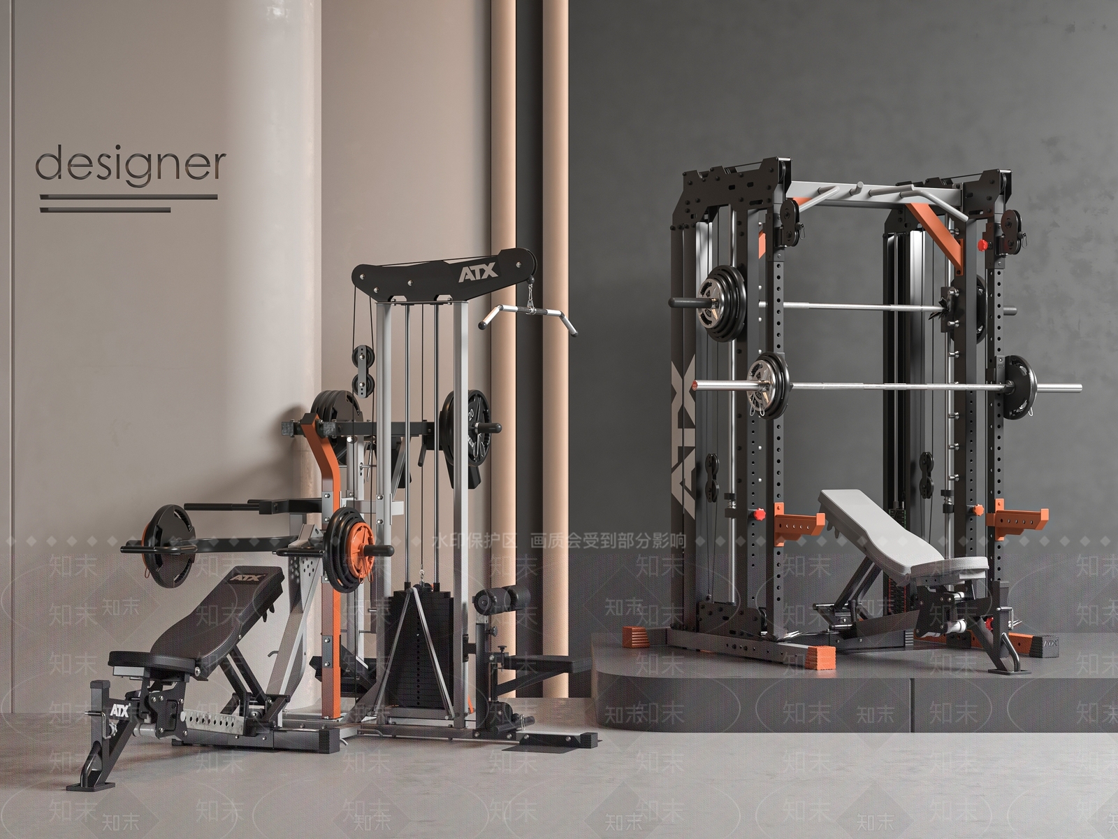 现代健身器材3D模型下载【ID:1199977428】