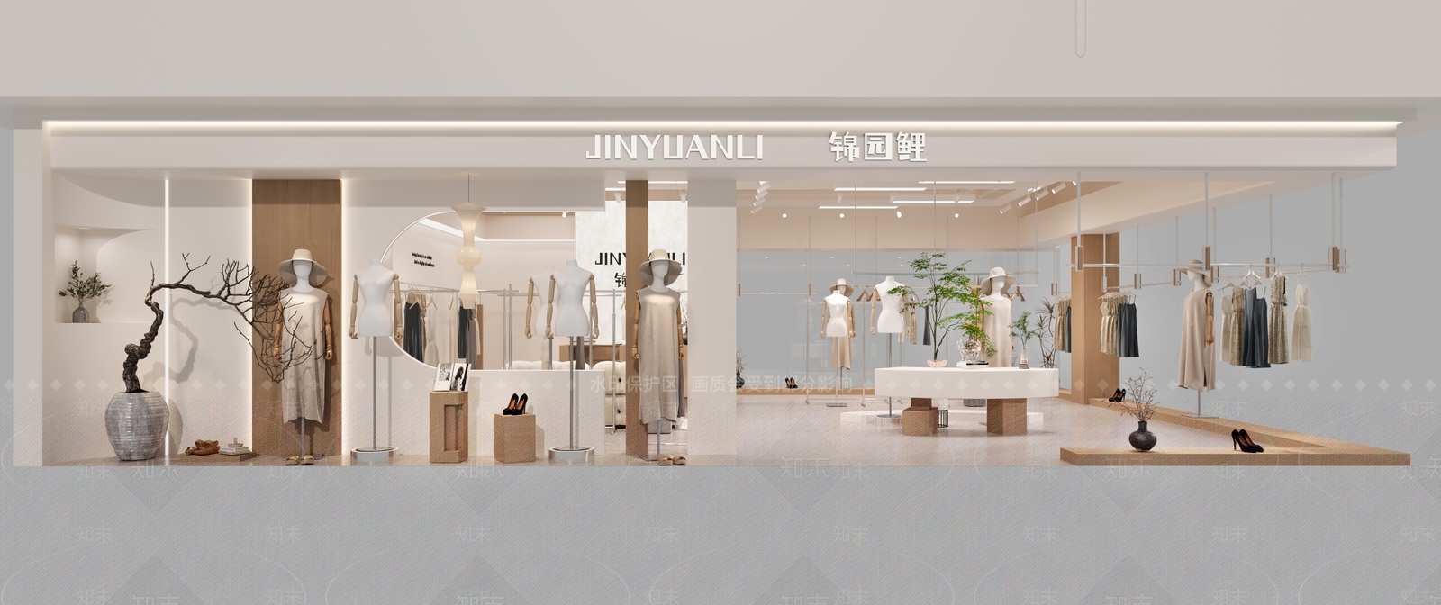 奶油原木服装店3D模型下载【ID:1199978729】