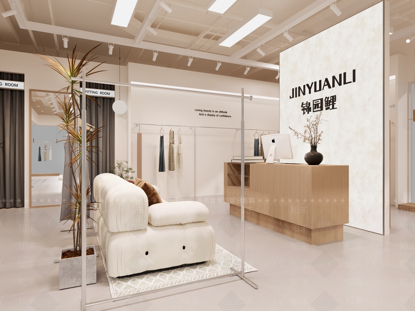奶油原木服装店3D模型下载【ID:1199978729】