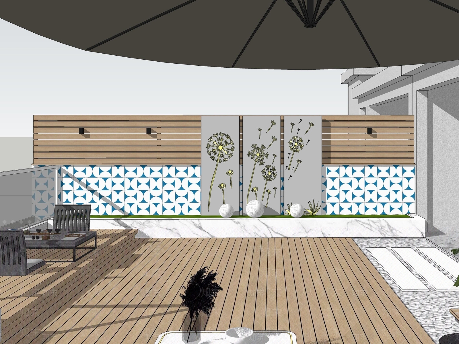 现代北欧屋顶花园SU模型下载【ID:1199981772】