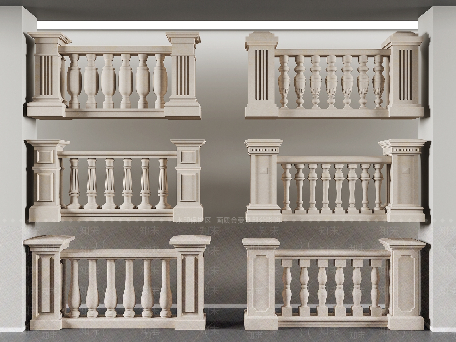 欧式栏杆3D模型下载【ID:1199982554】