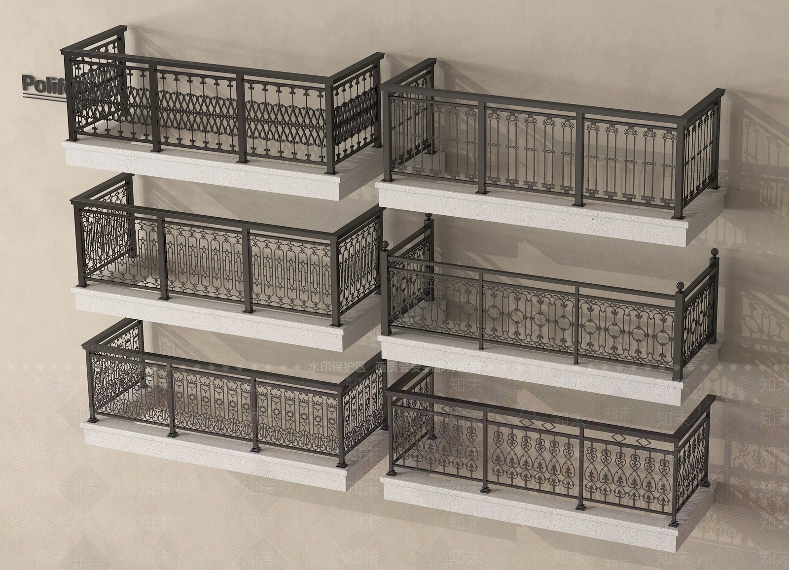 现代栏杆3D模型下载【ID:1199982944】