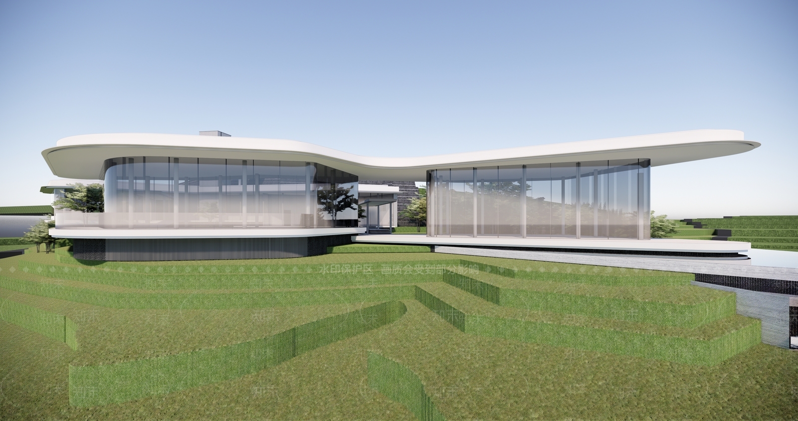 现代售楼处建筑SU模型下载【ID:1199983299】