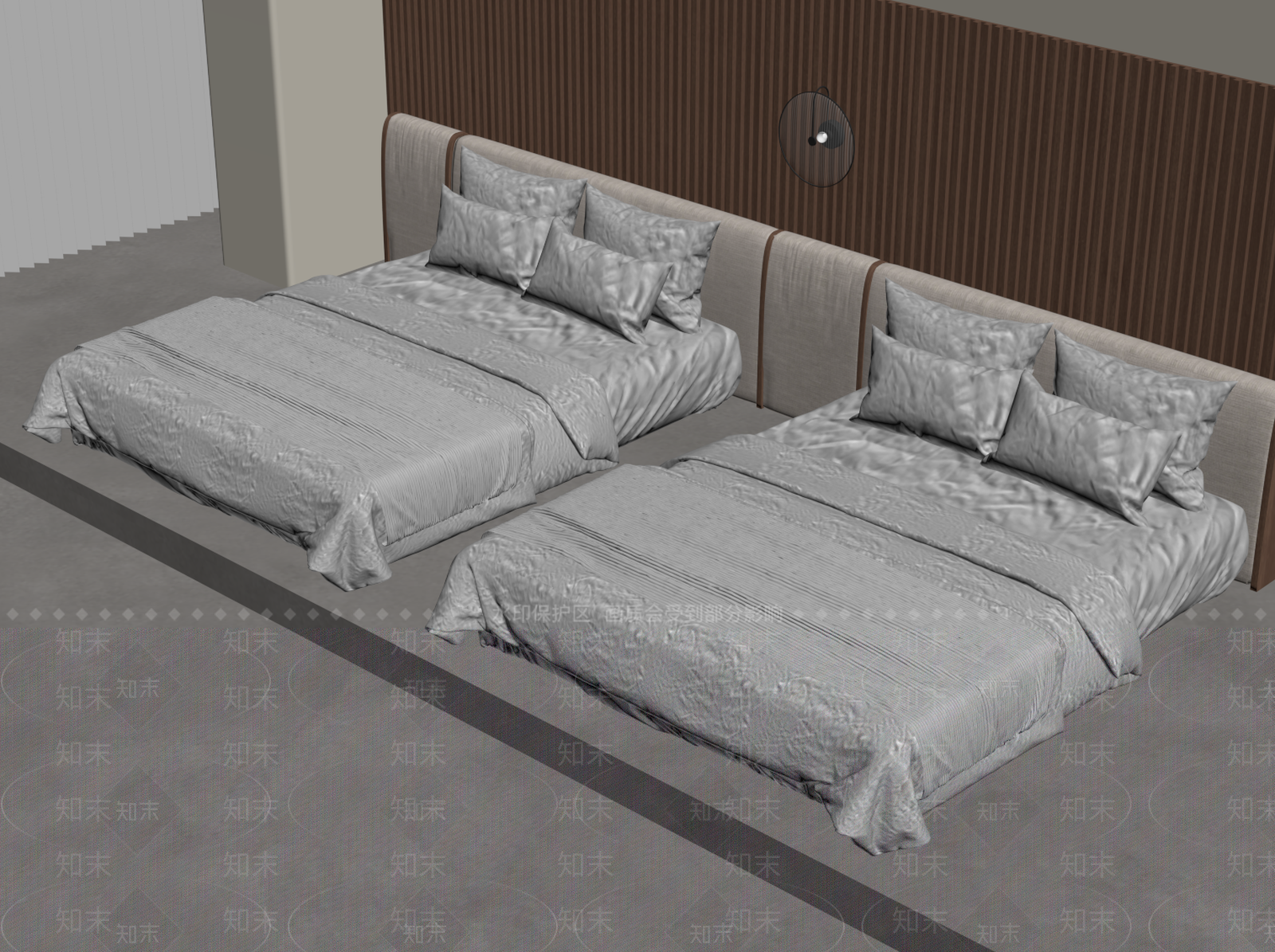 现代双人床SU模型下载【ID:1199984163】