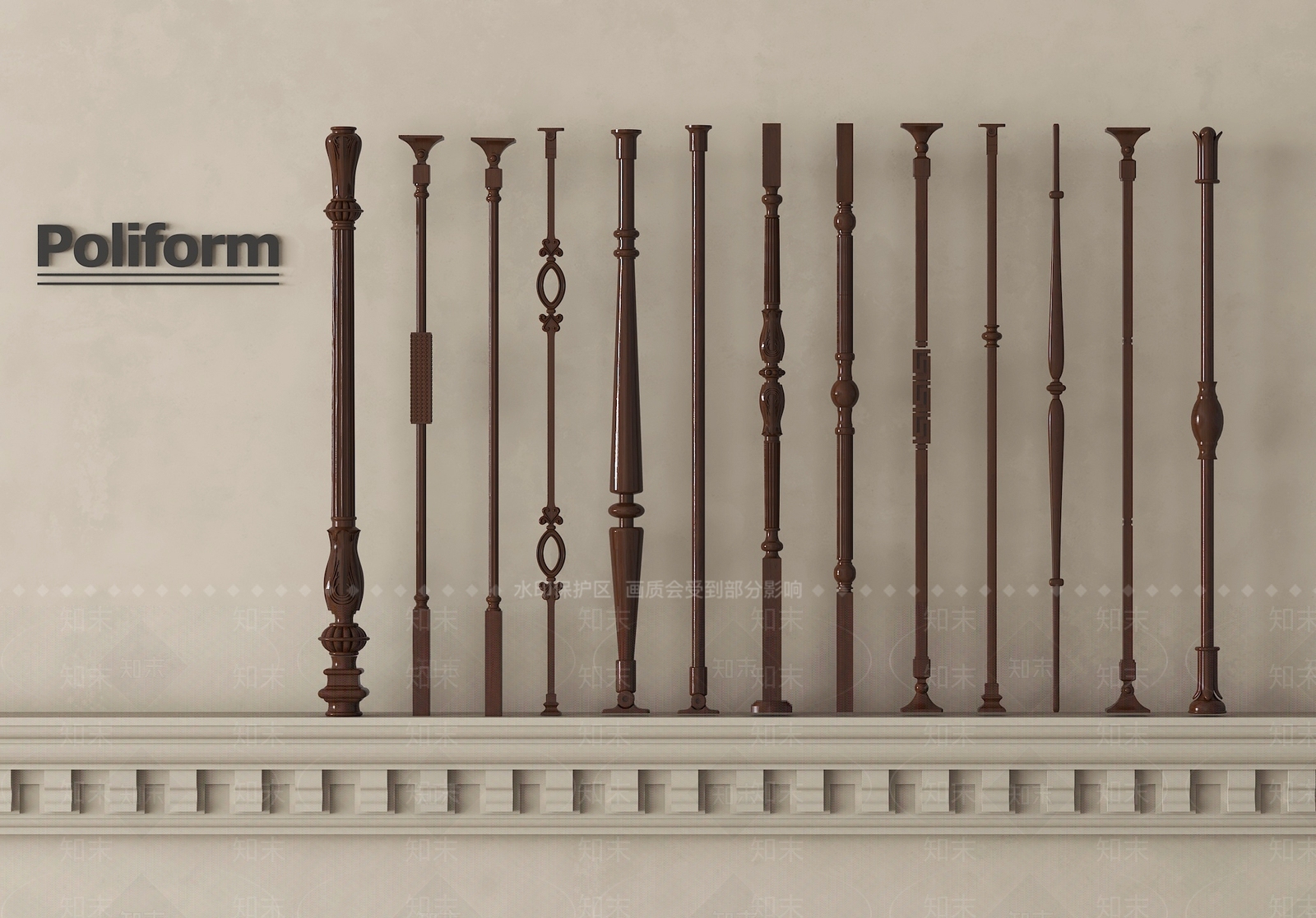 欧式栏杆扶手3D模型下载【ID:1199985099】