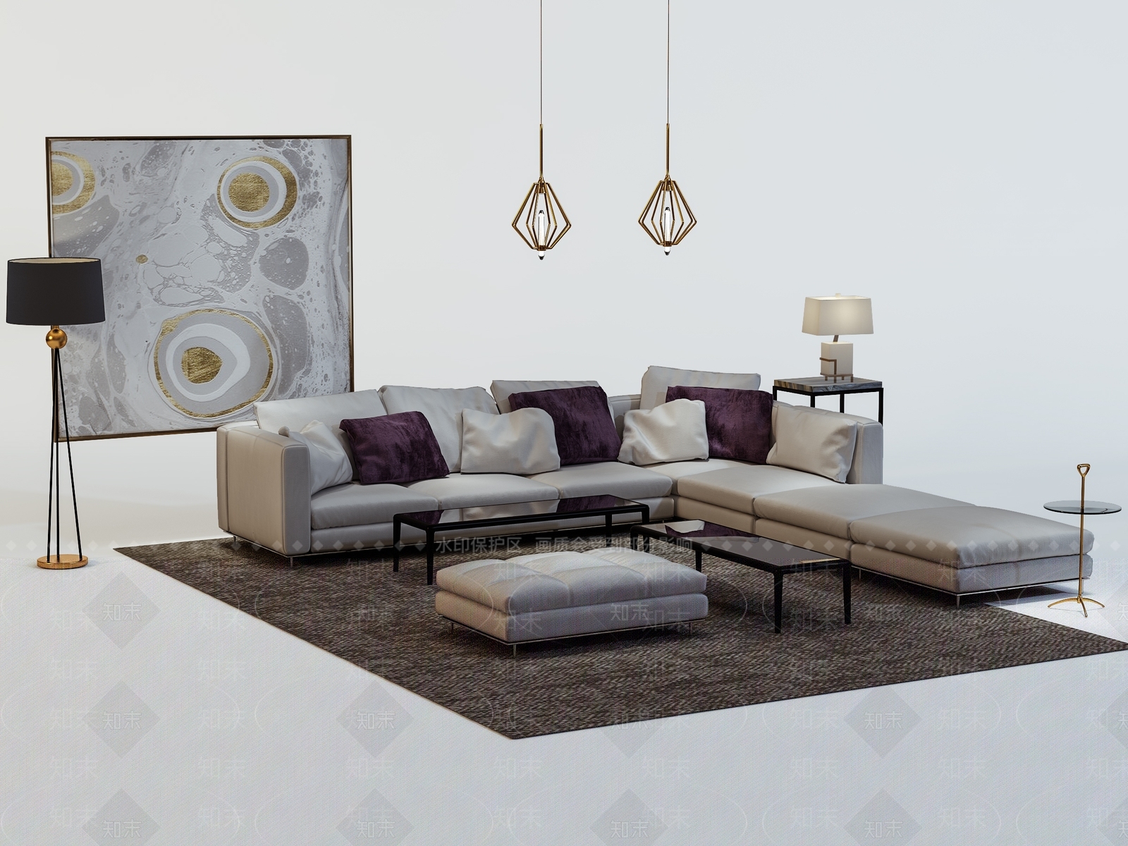 欧式沙发组合SU模型下载【ID:1199985431】