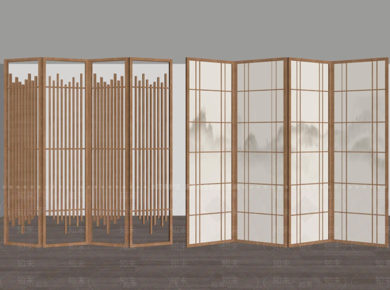 新中式屏风SU模型下载【ID:1199985769】