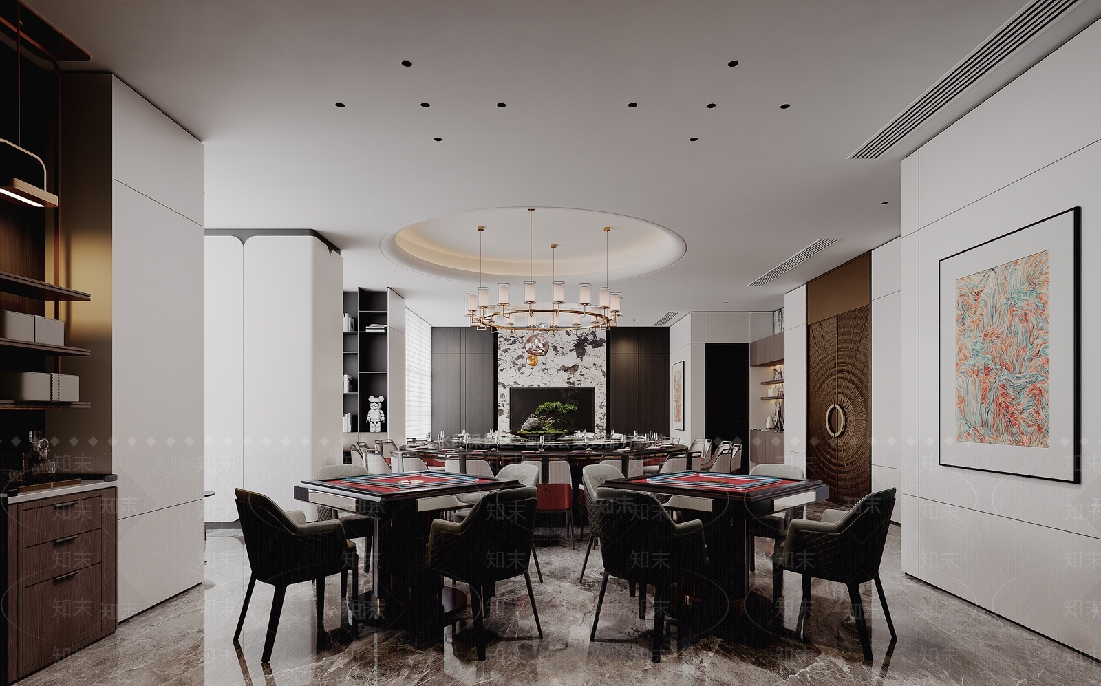 现代中餐厅3D模型下载【ID:1199988797】