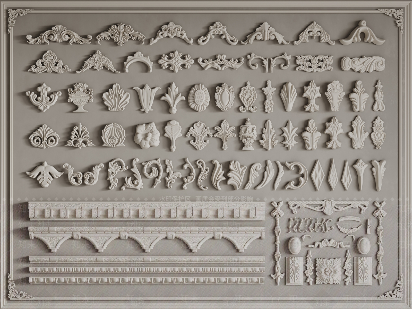 法式欧式雕花SU模型下载【ID:1199989101】