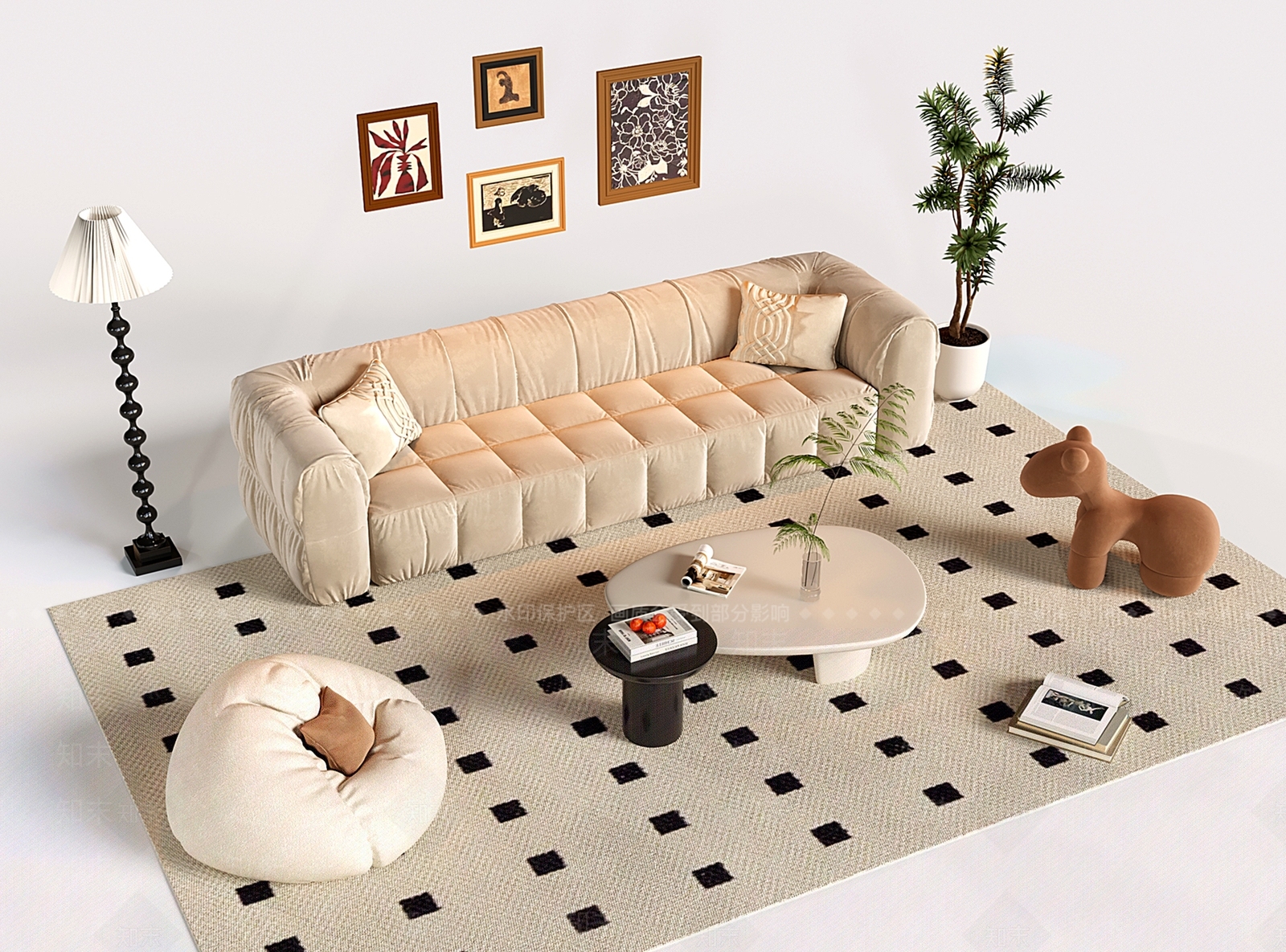 法式三人沙发3D模型下载【ID:1199989327】