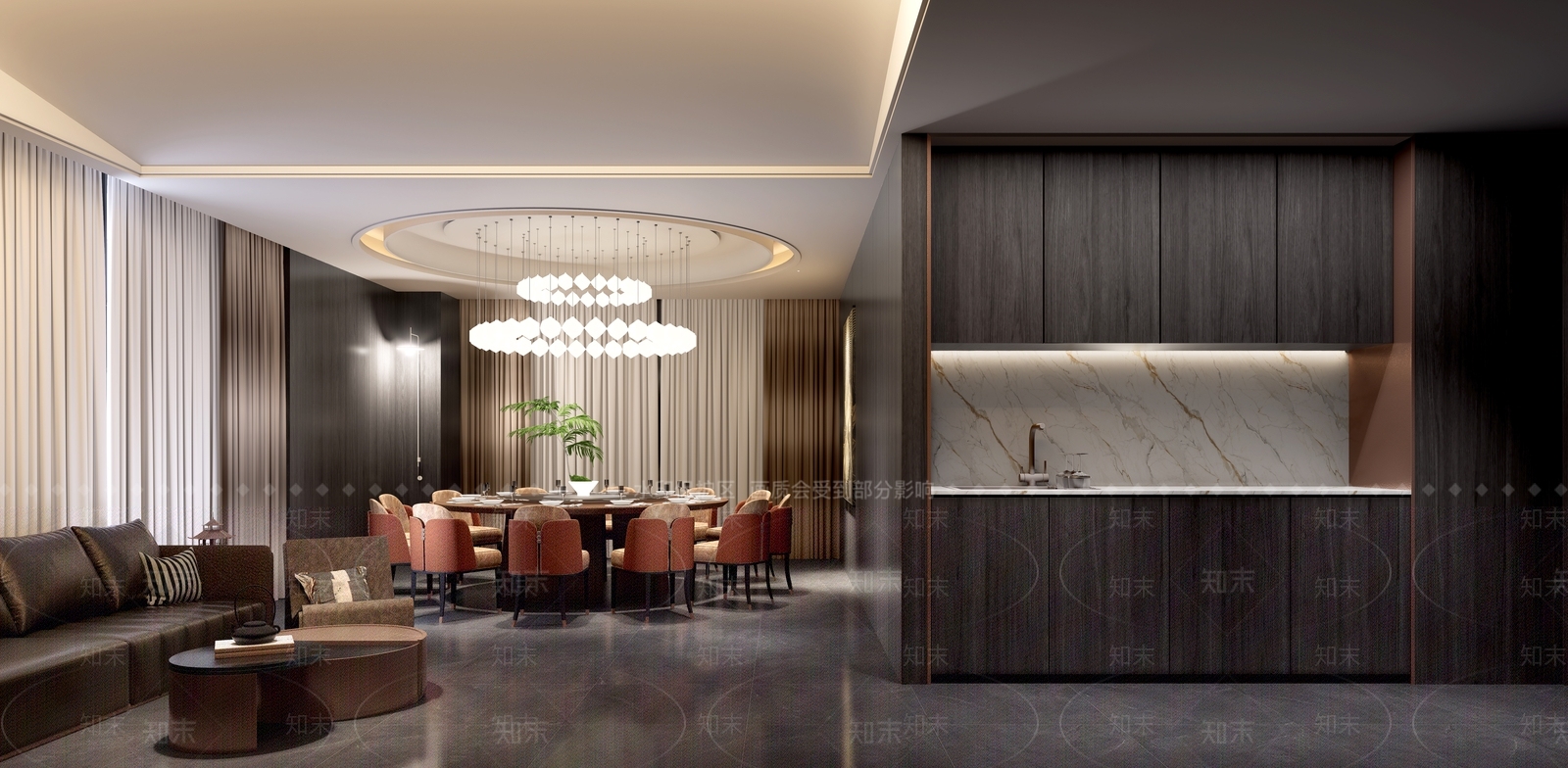 新中式现代中餐厅3D模型下载【ID:1199989122】