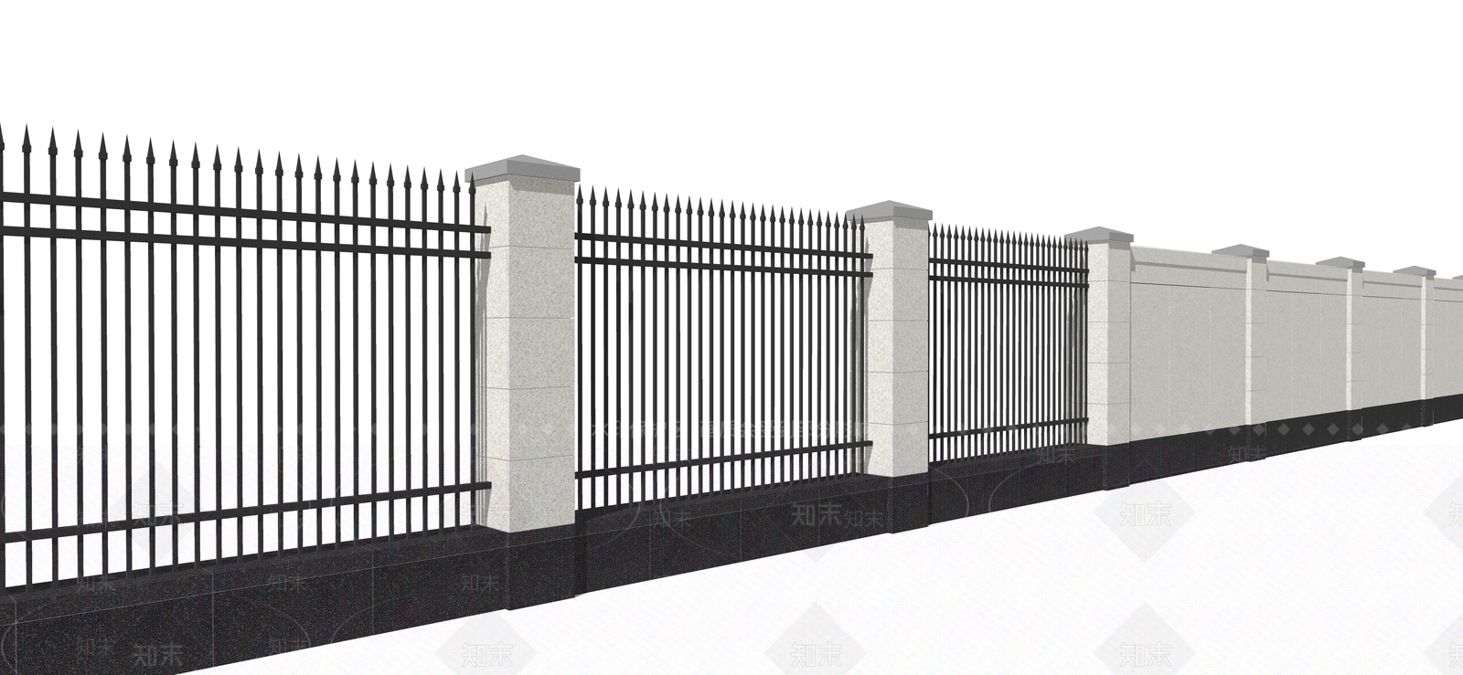 现代景观围栏SU模型下载【ID:1199989582】
