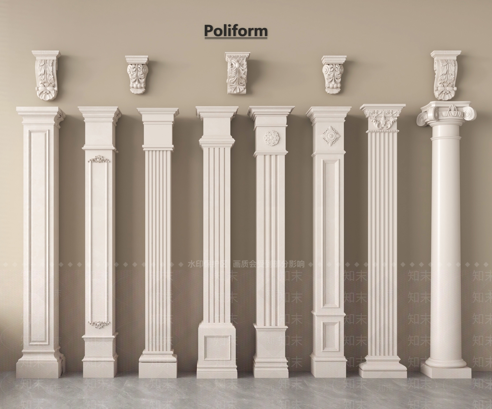 简欧柱子3D模型下载【ID:1199989045】