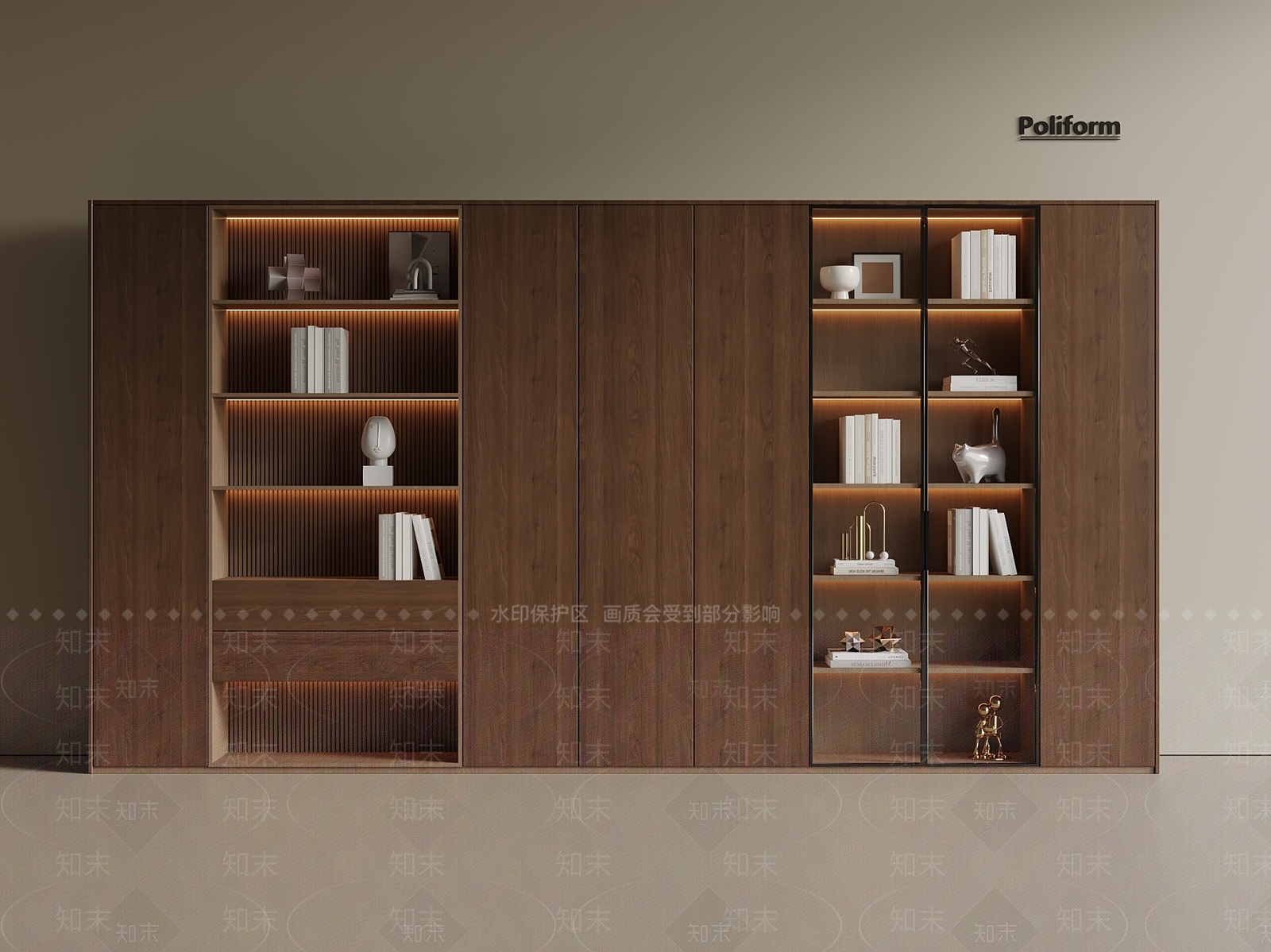 新中式中古书柜3D模型下载【ID:1199990074】