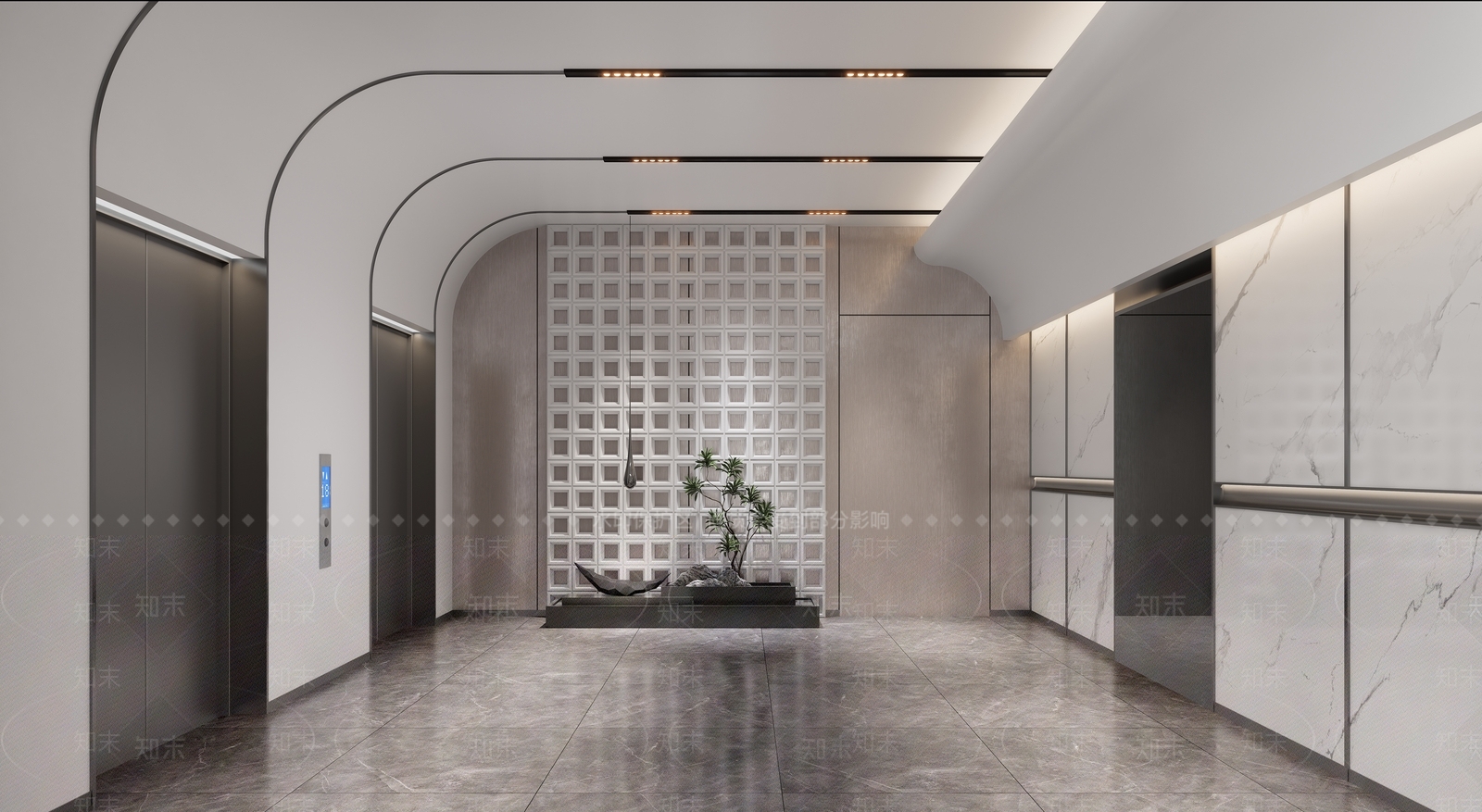 现代新中式电梯间3D模型下载【ID:1199990945】