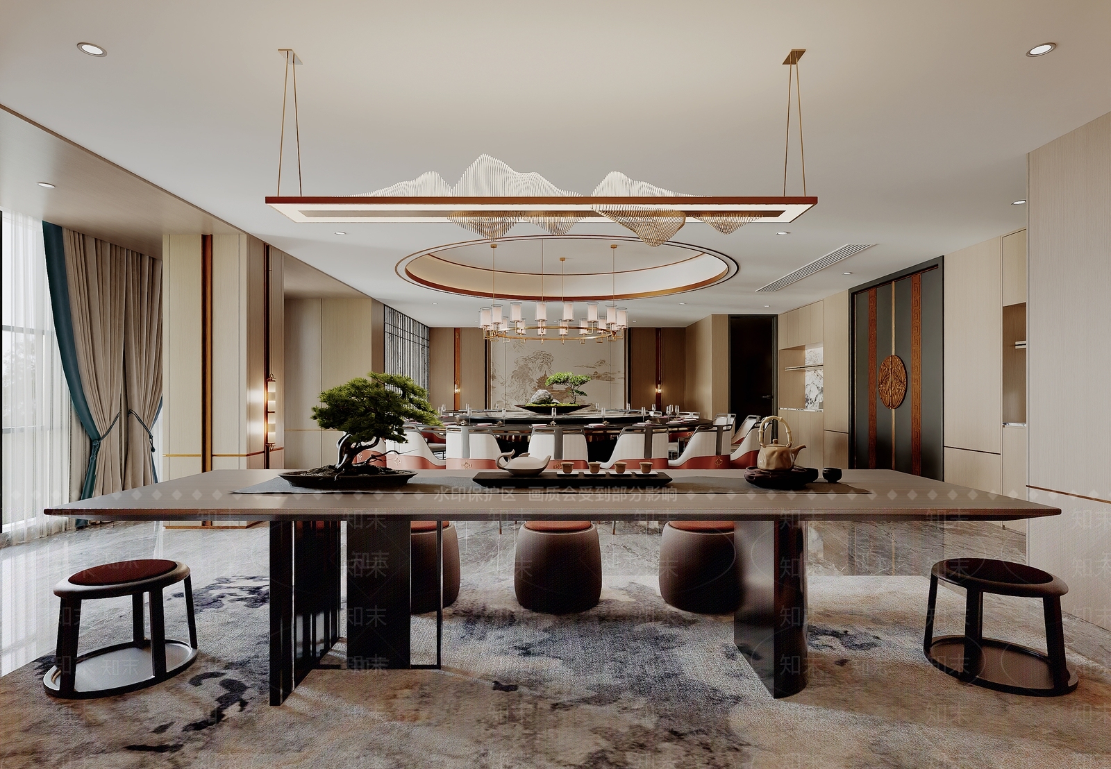 新中式中餐厅3D模型下载【ID:1199994108】
